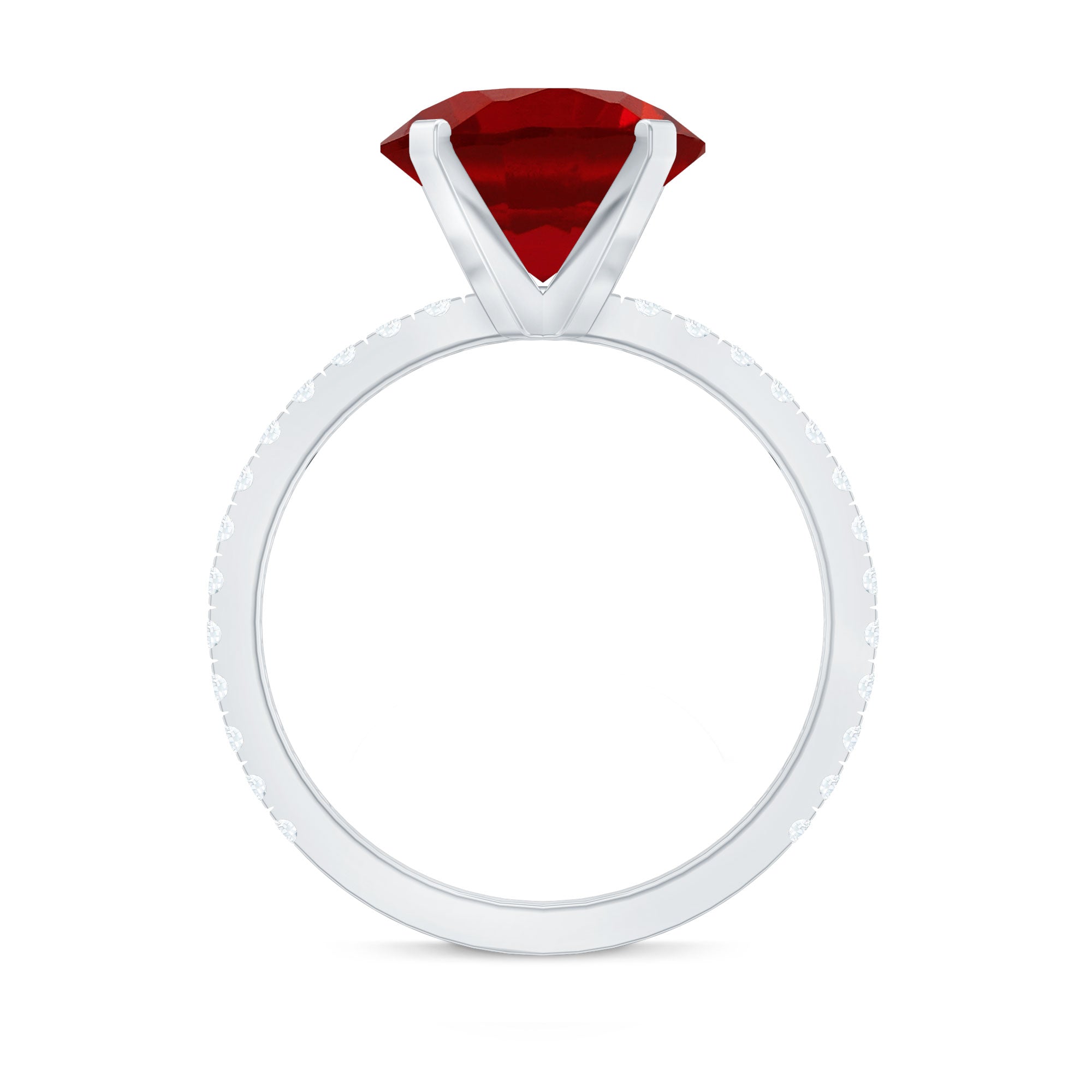 5 Carat Lab Created Ruby Solitaire Engagement Ring with Real Diamonds AAAA - Rosec Jewels