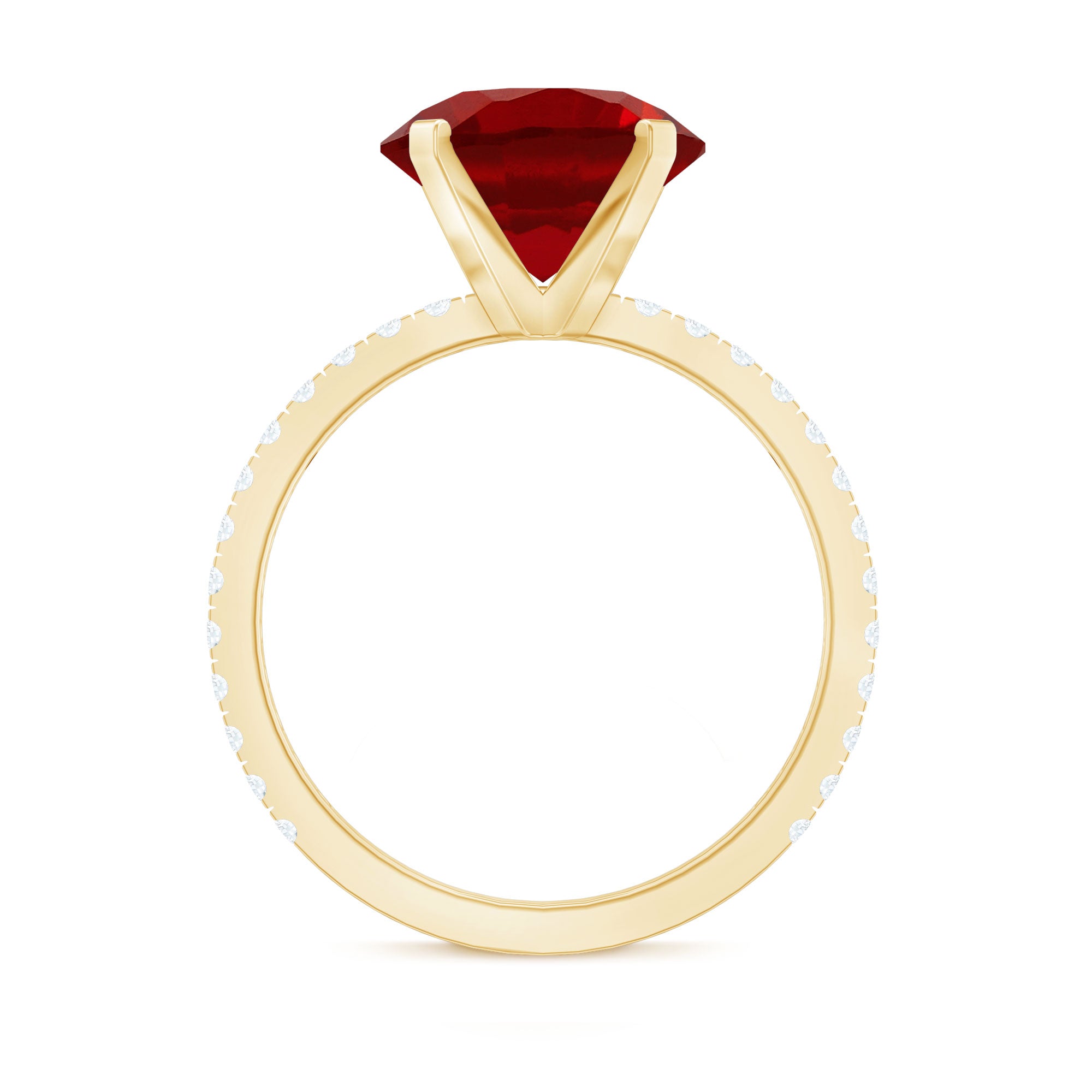 5 Carat Lab Created Ruby Solitaire Engagement Ring with Real Diamonds AAAA - Rosec Jewels