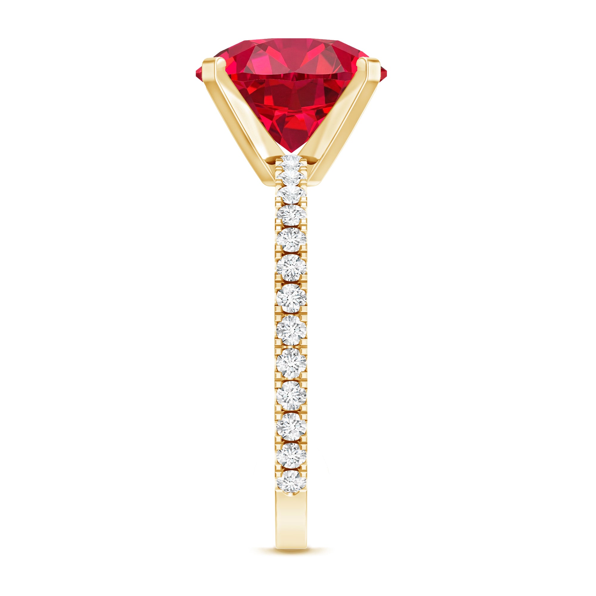 5 Carat Lab Created Ruby Solitaire Engagement Ring with Real Diamonds AAAA - Rosec Jewels
