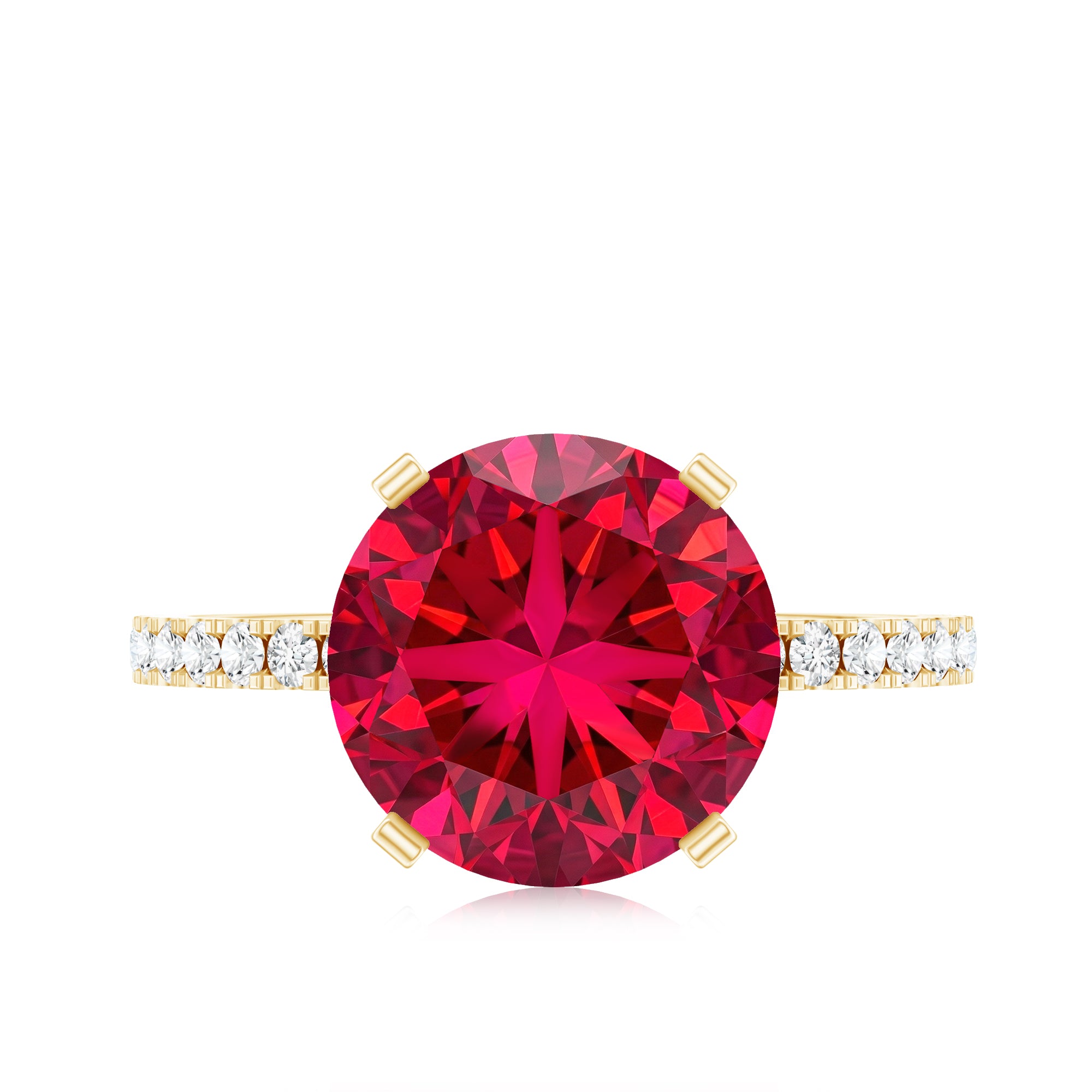 5 Carat Lab Created Ruby Solitaire Engagement Ring with Real Diamonds AAAA - Rosec Jewels