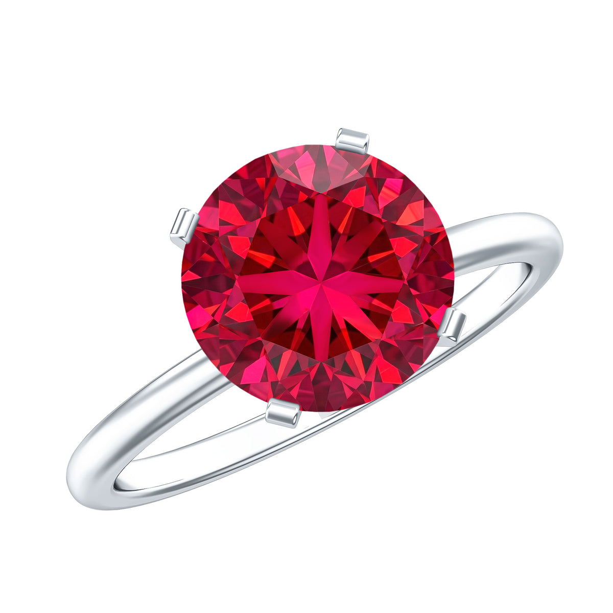Solitaire Lab Grown 5 Carat Ruby Engagement Ring with Certificate AAAA - Rosec Jewels