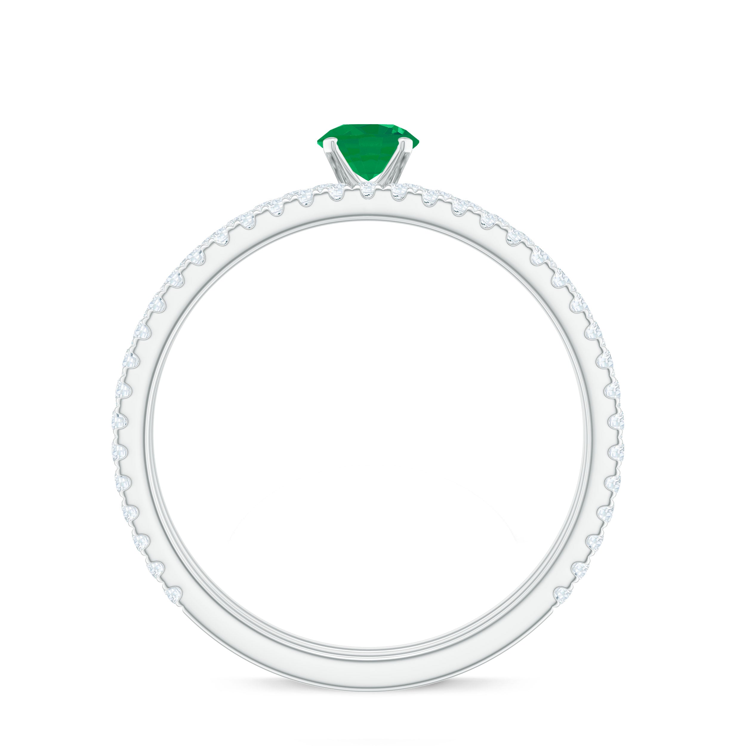 Minimal Emerald Diamond Wedding Engagement Ring Set of 2 AAA - Rosec Jewels