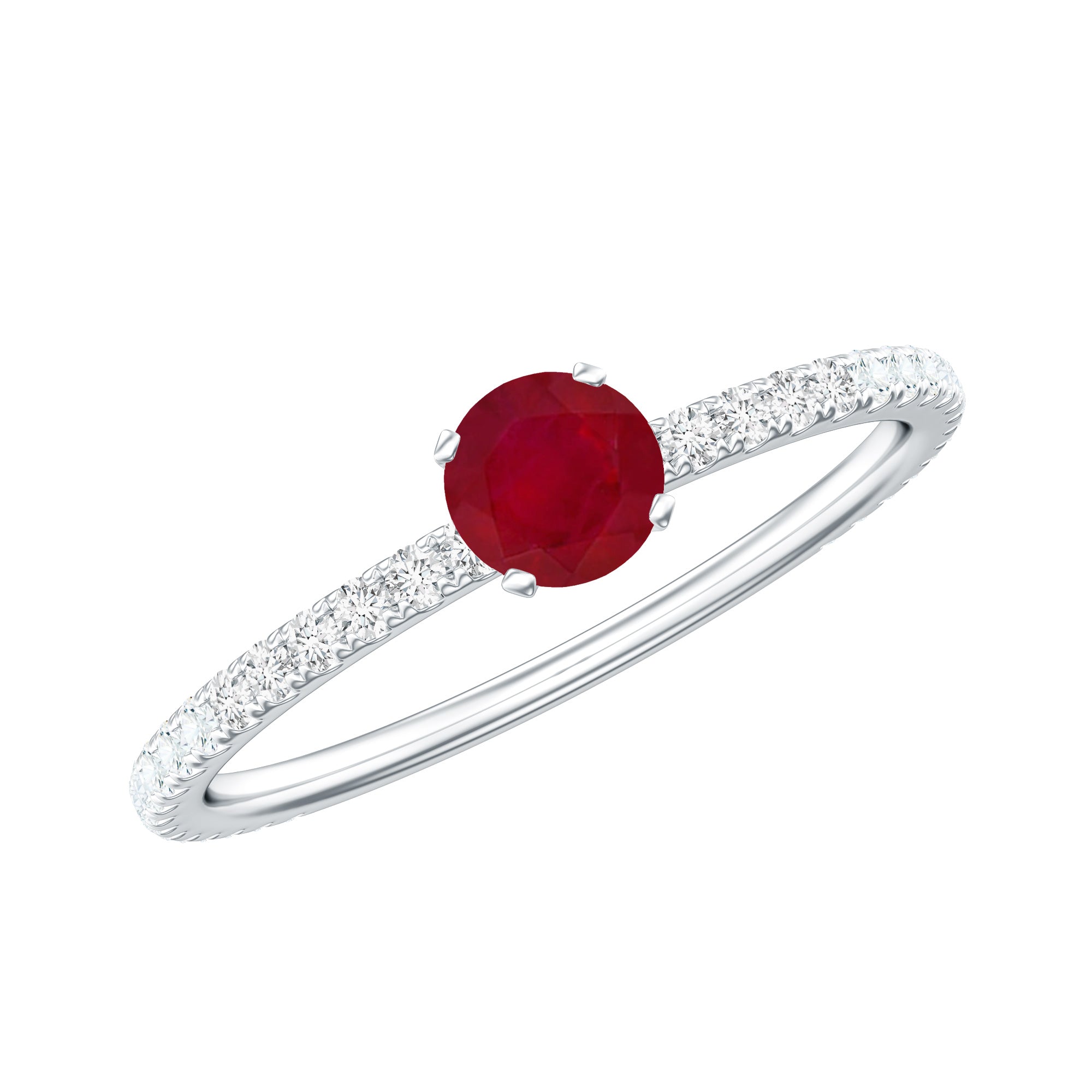 Natural Ruby Promise Ring with Diamond for Women AAA - Rosec Jewels