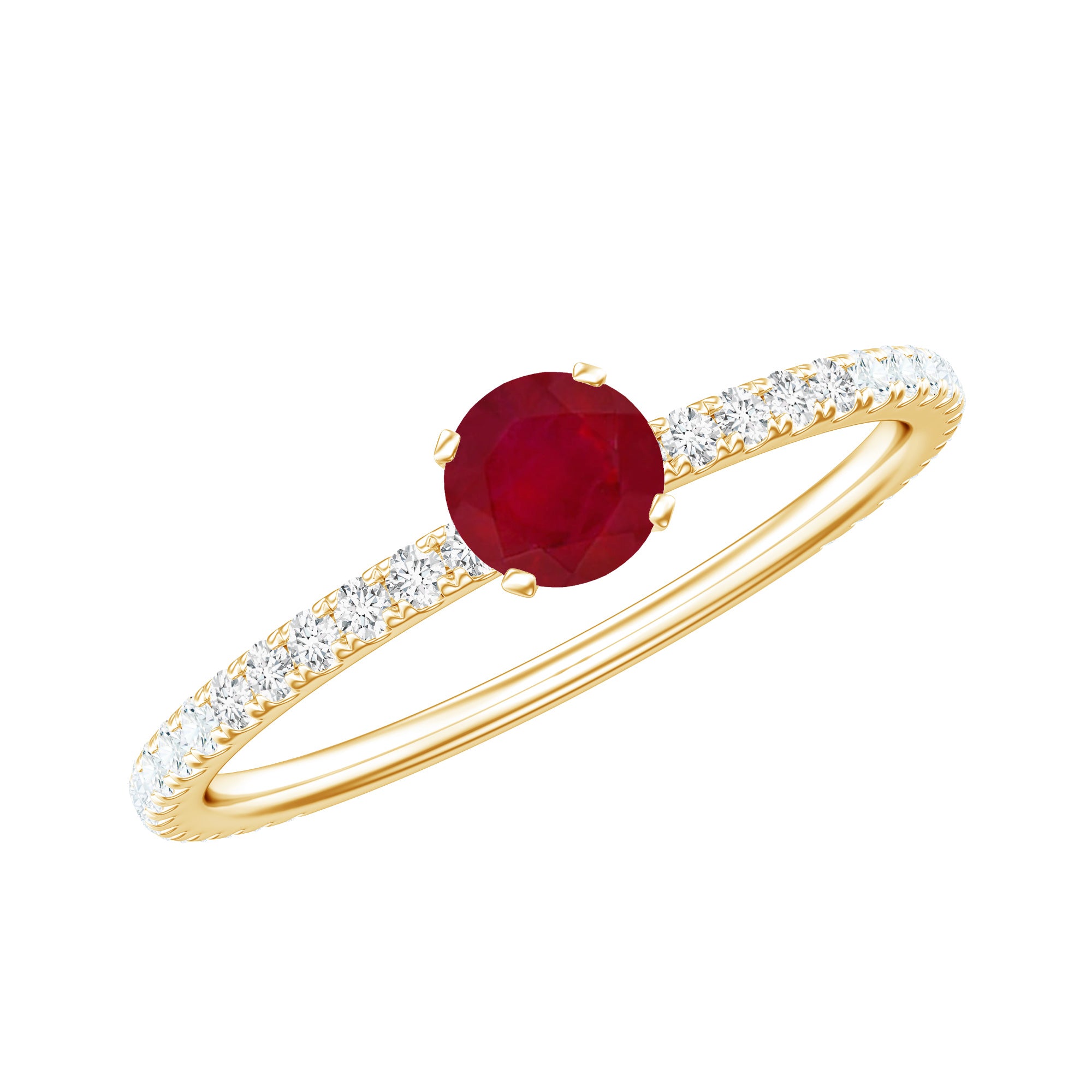 Natural Ruby Promise Ring with Diamond for Women AAA - Rosec Jewels