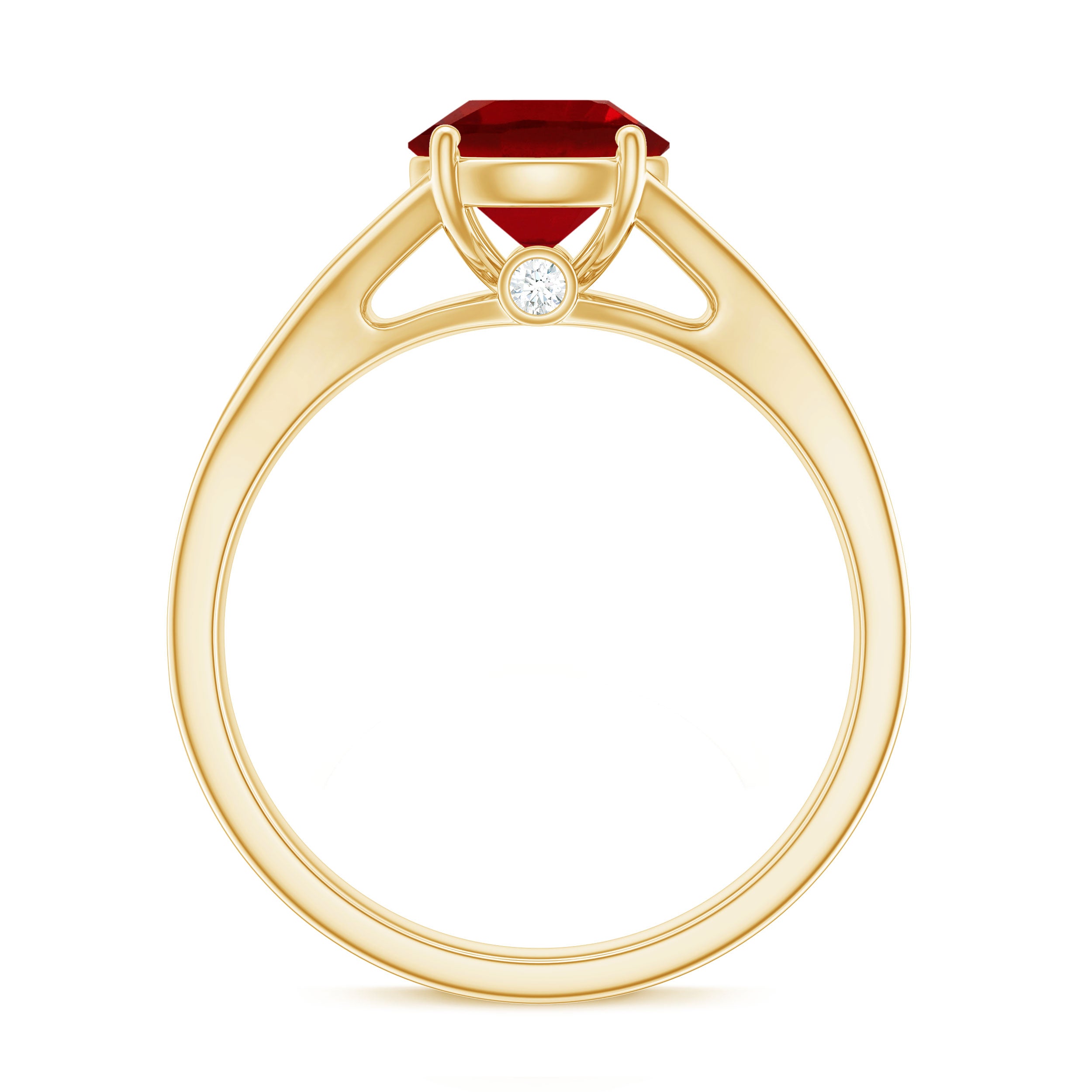 Rosec Jewels-Lab Created Ruby and Diamond Engagement Ring in Split Shank