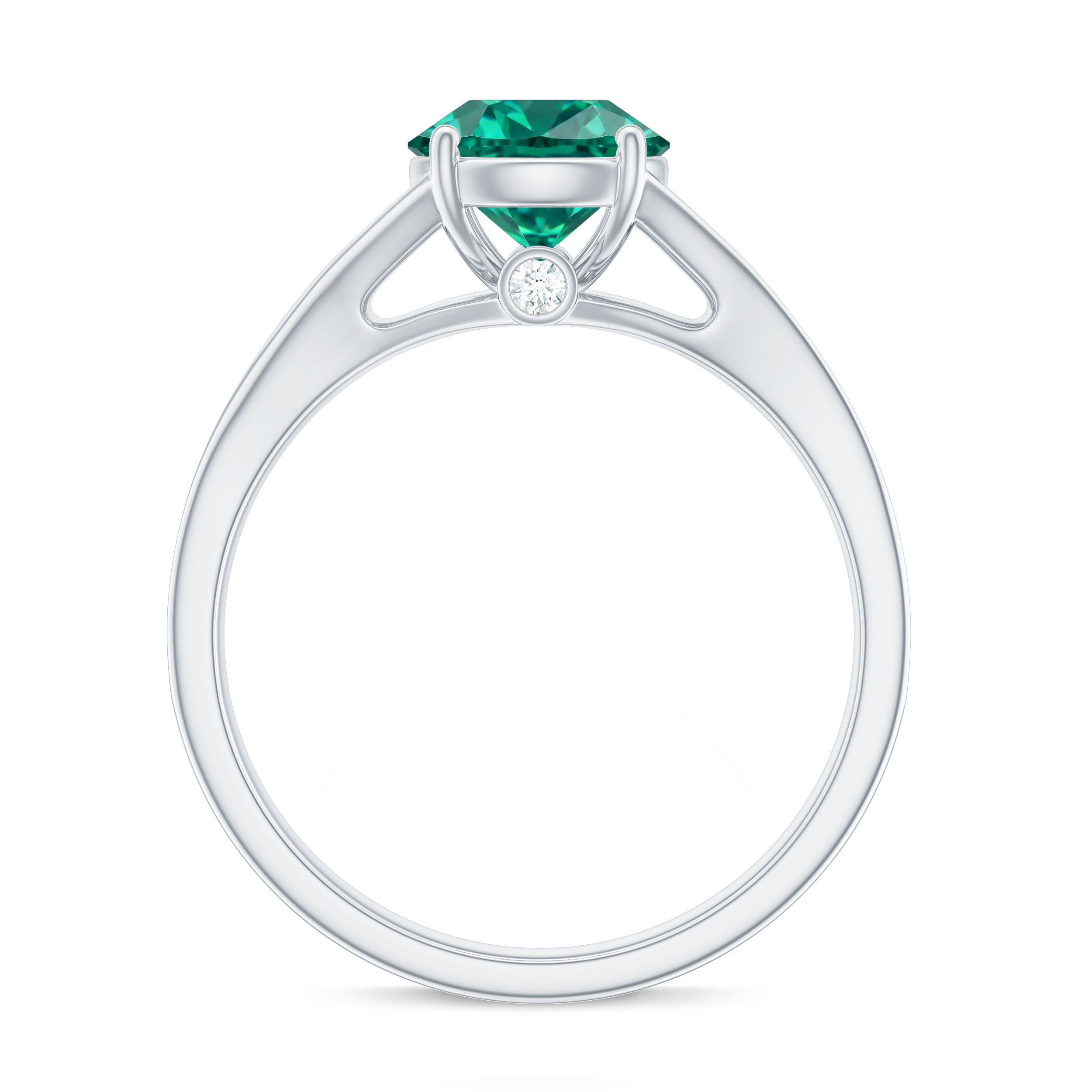 Certified 2 Carat Lab Grown Emerald Split Shank Engagement Ring with Diamond AAAA - Rosec Jewels