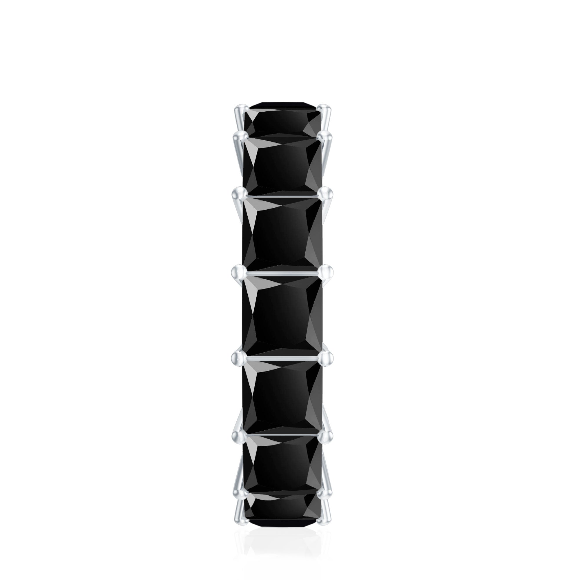 Princess Cut Black Onyx Wedding Band in Shared Prong Setting AAA - Rosec Jewels