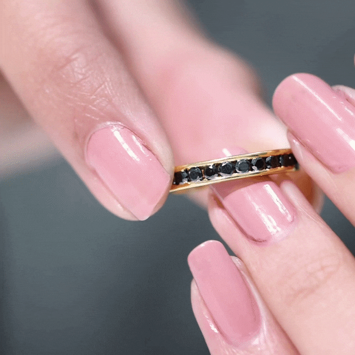 2.75 CT Channel Set Black Spinel Eternity Ring AAA - Rosec Jewels