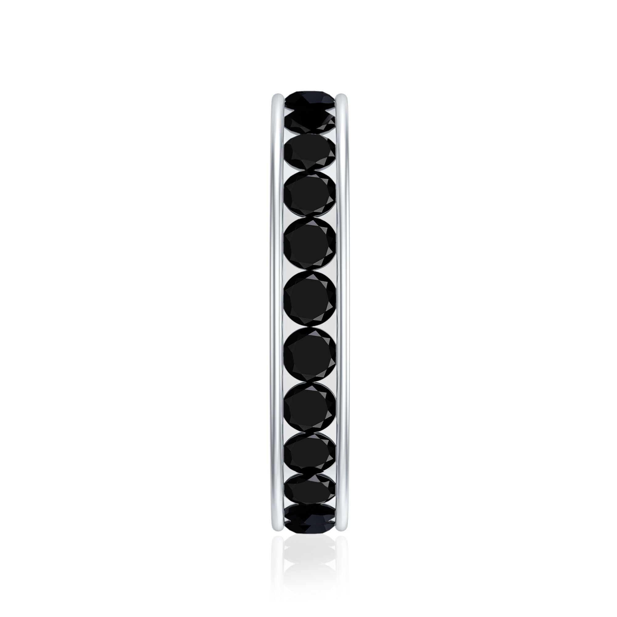 2.75 CT Channel Set Black Spinel Eternity Ring AAA - Rosec Jewels