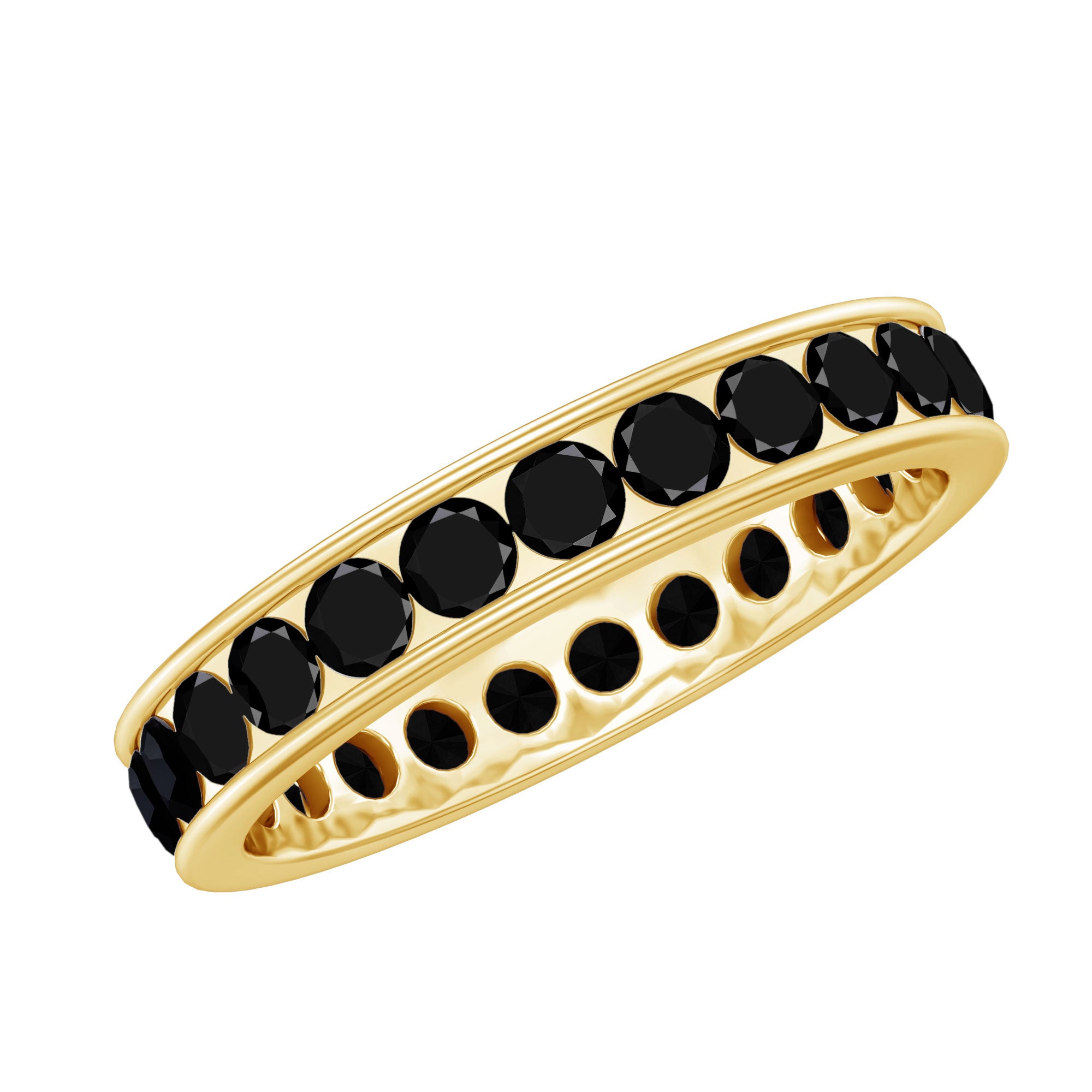 2.75 CT Channel Set Black Spinel Eternity Ring AAA - Rosec Jewels