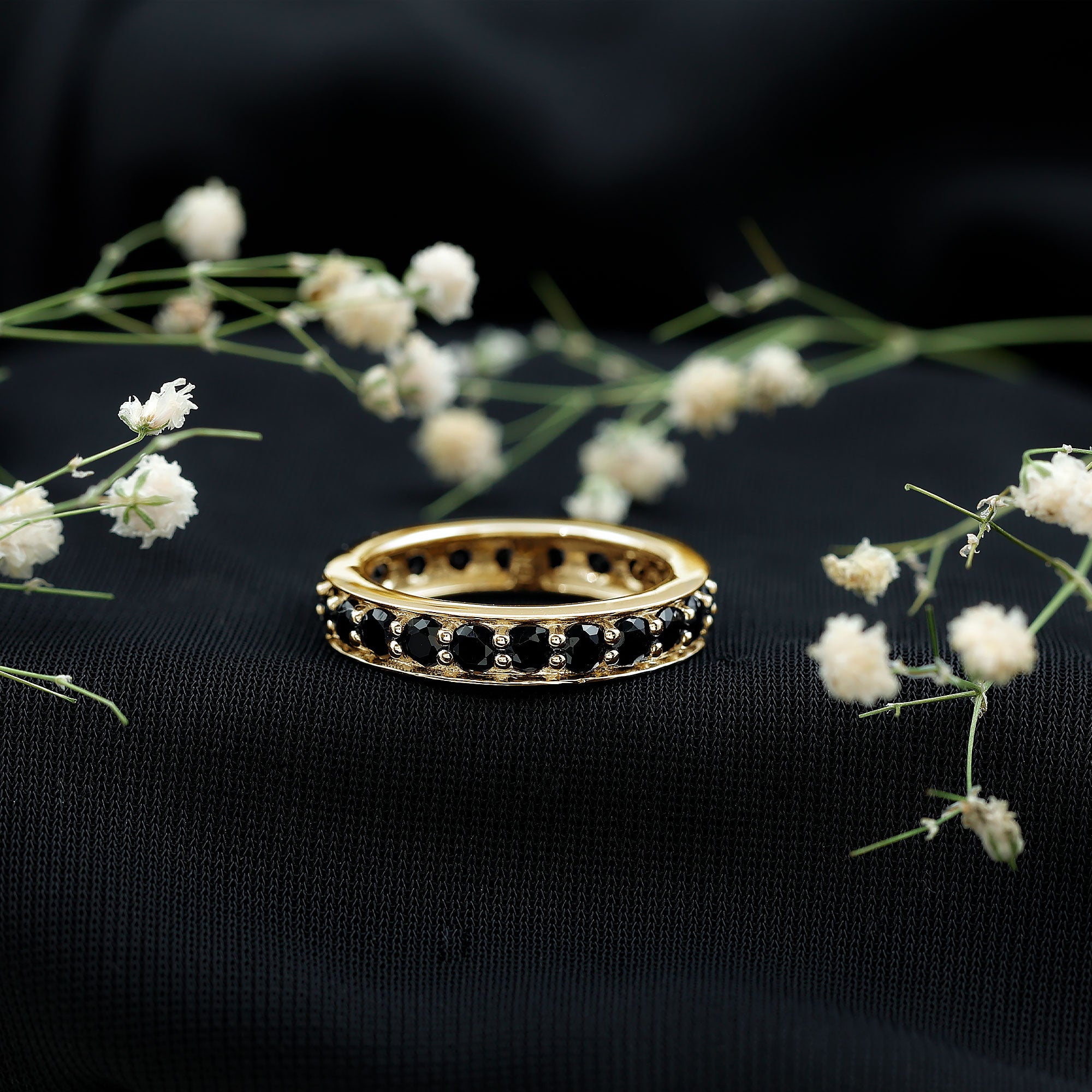 Rosec Jewels-2.25 CT Black Spinel Eternity Band Ring
