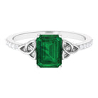 1.75 CT Celtic Knot Created Emerald and Diamond Ring Lab Created Emerald - ( AAAA ) - Quality - Rosec Jewels