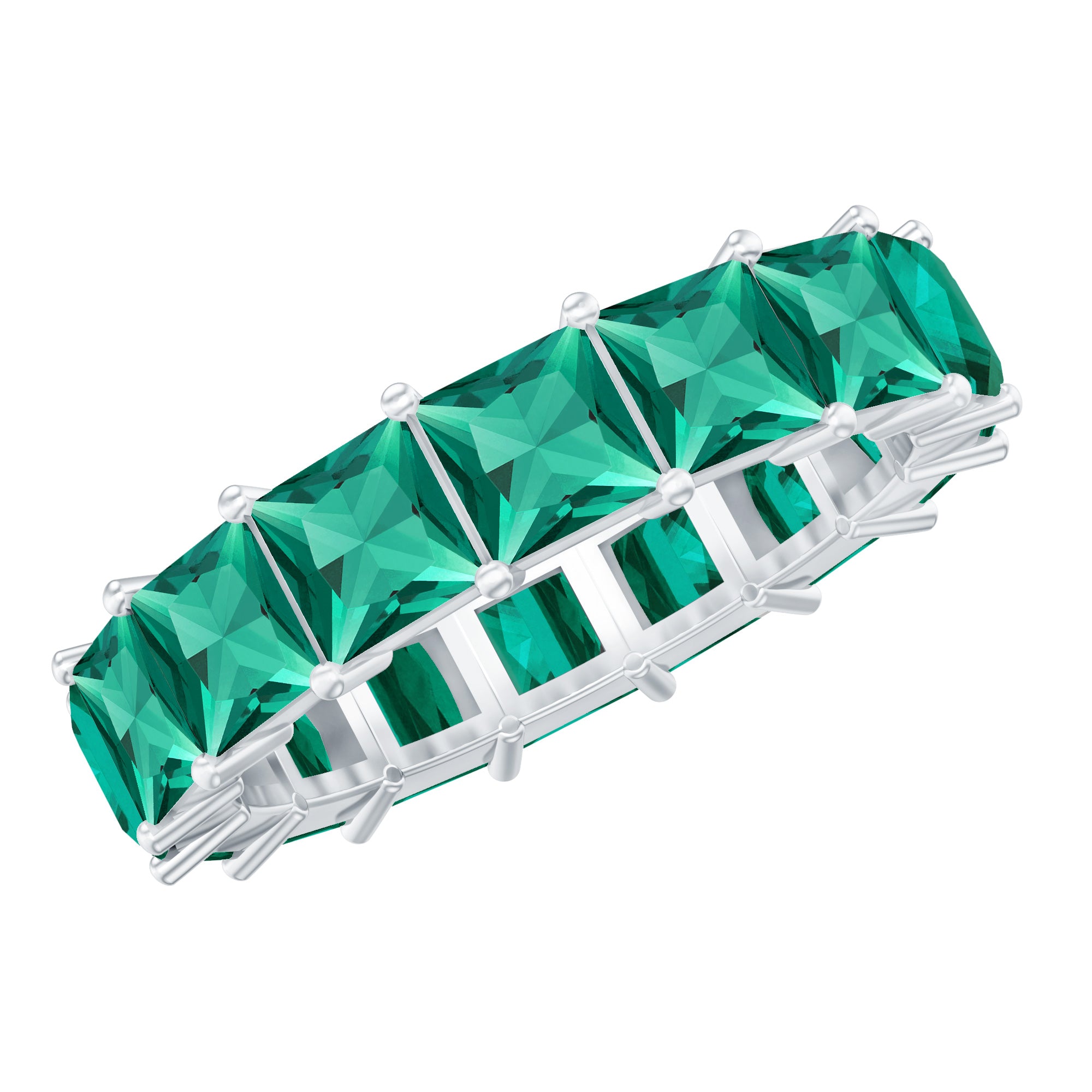 Princess Cut Lab Created Emerald Full Eternity Band