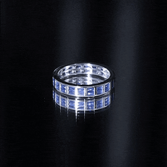Certified Lab Grown Blue Sapphire Baguette Eternity Band in Channel Set AAAA - Rosec Jewels