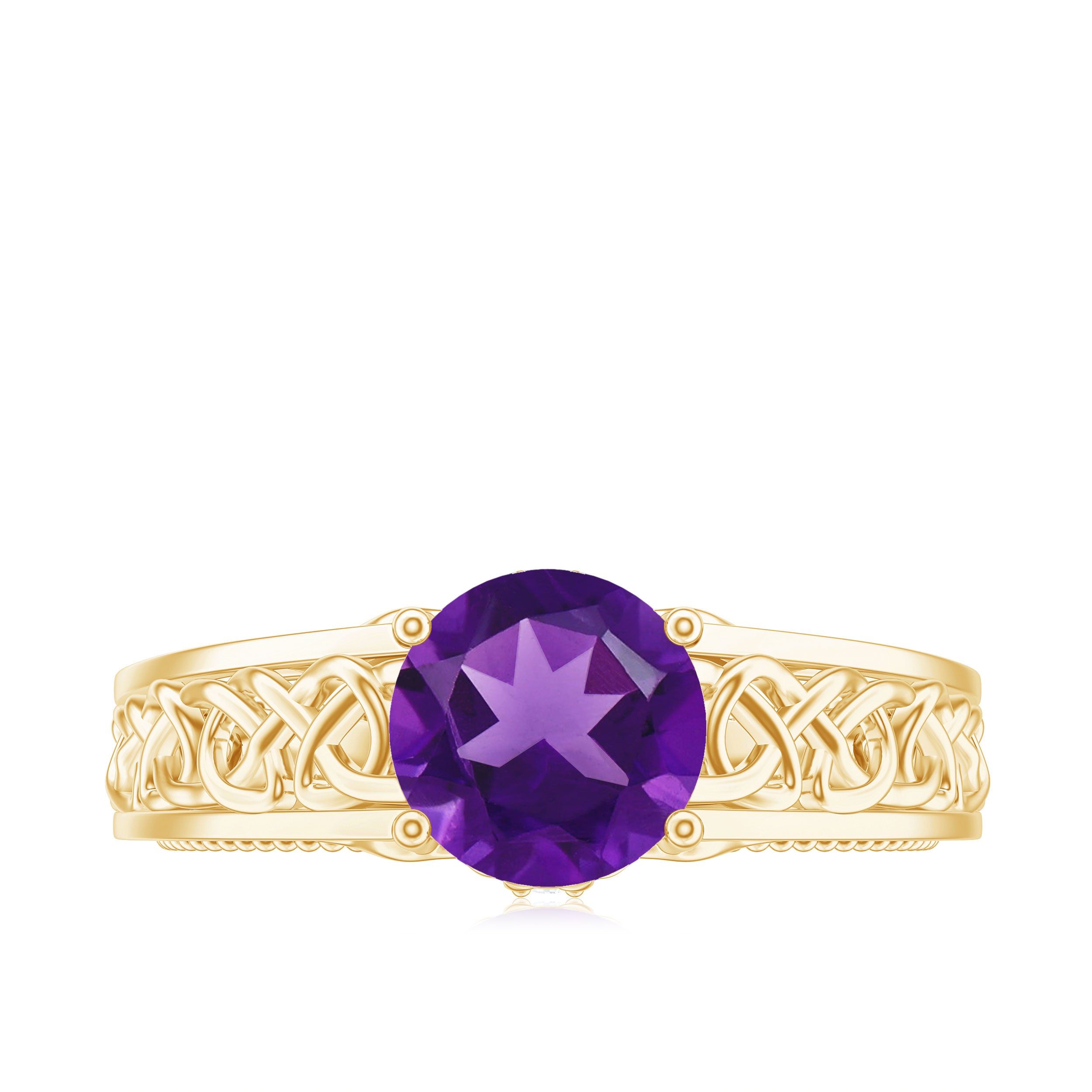 Vintage Looking 1.2 Carat Amethyst Celtic Engagement Ring with Surprise Diamond AAA - Rosec Jewels