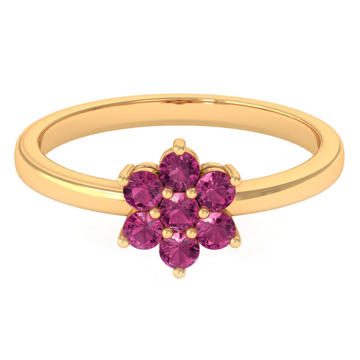 2.50 MM Pink Tourmaline Flower Cluster Engagement Ring Pink Tourmaline - ( AAA ) - Quality - Rosec Jewels