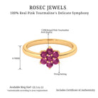 2.50 MM Pink Tourmaline Flower Cluster Engagement Ring Pink Tourmaline - ( AAA ) - Quality - Rosec Jewels