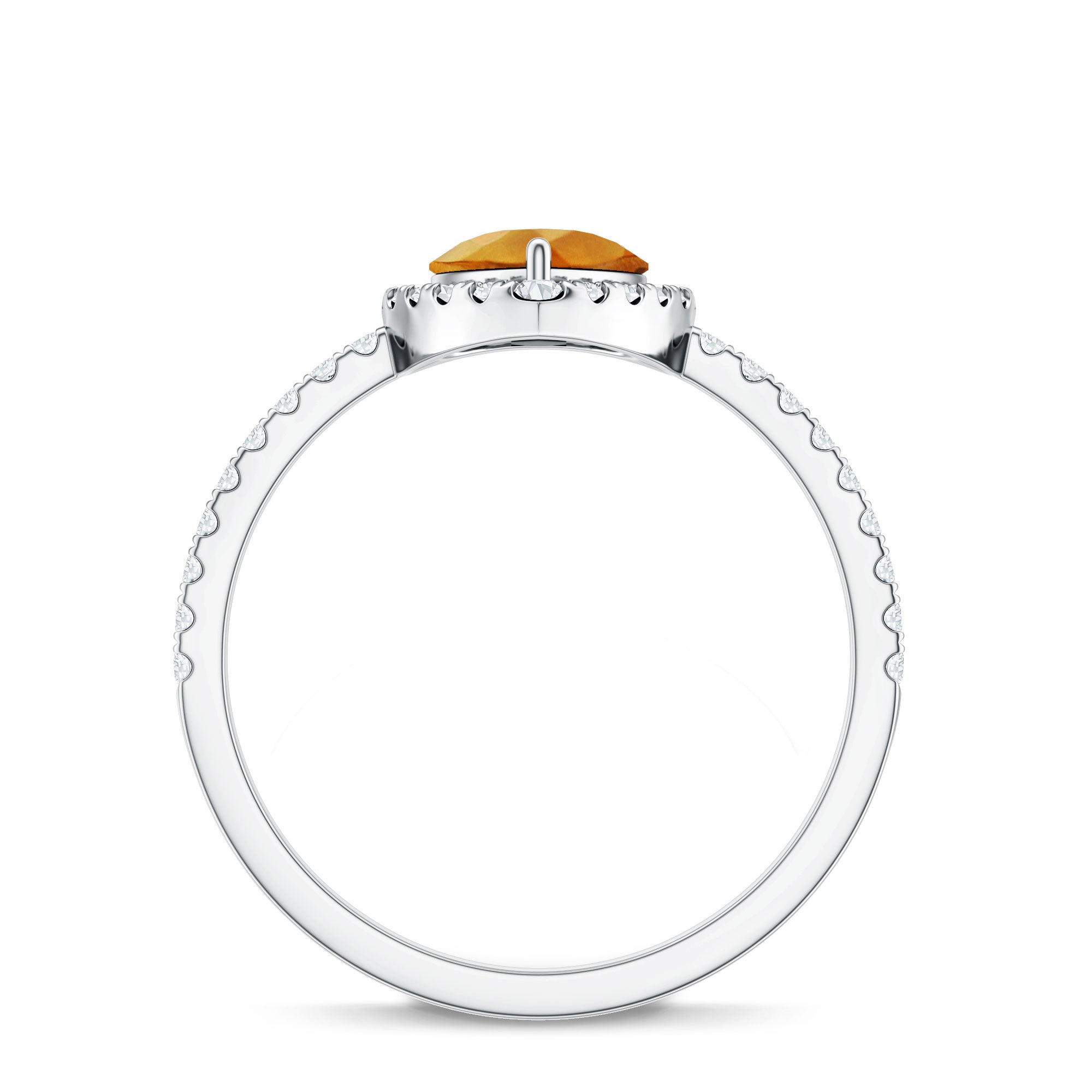 Natural 6X8mm Pear Shape Citrine Engagement Ring with Diamond Halo AAA - Rosec Jewels