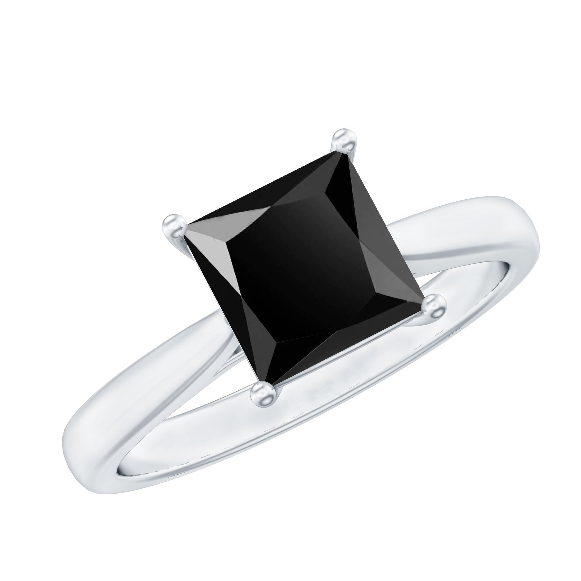 1.25 CT Lab Created Black Diamond Solitaire Ring with Diamond