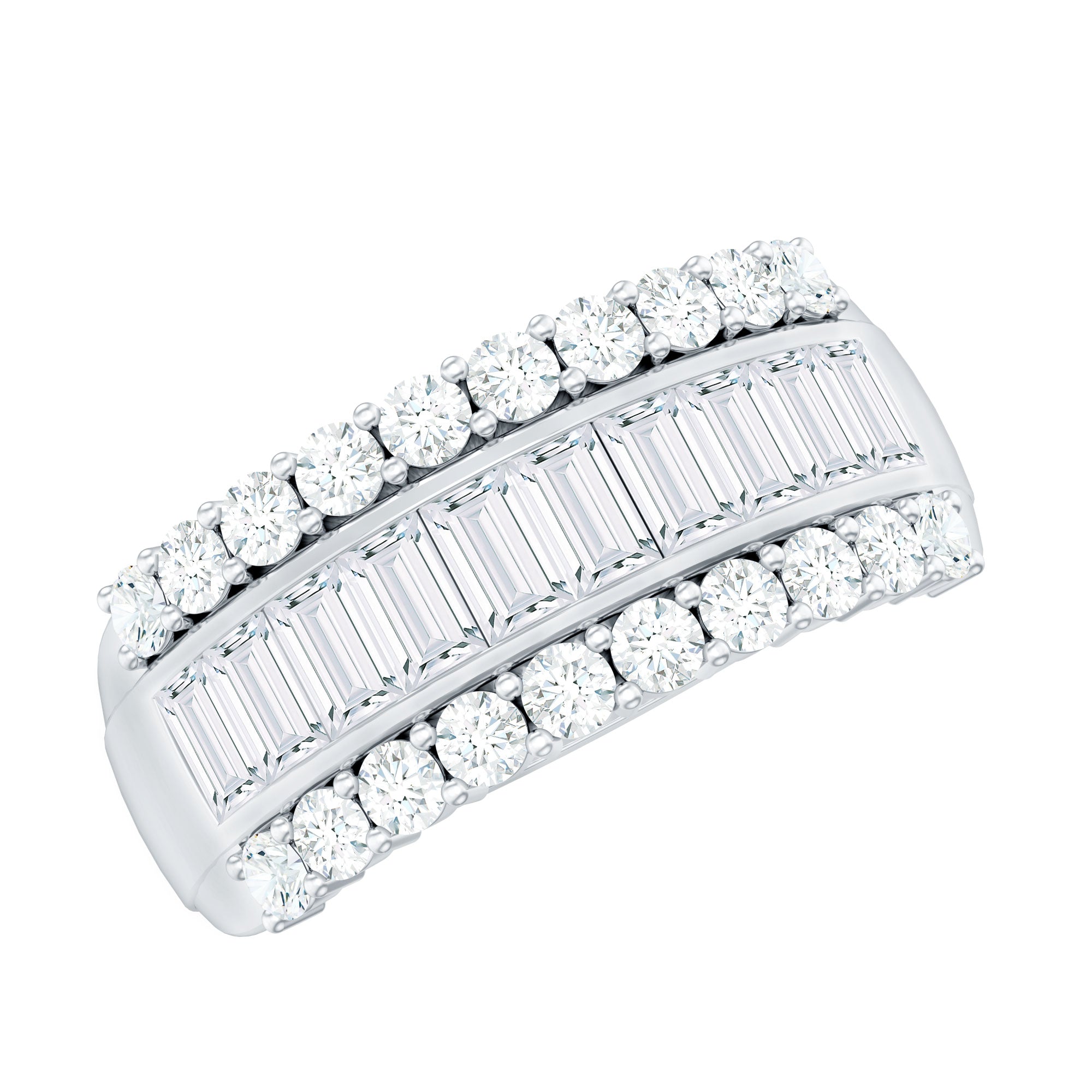 Certified Moissanite Wide Wedding Band Ring
