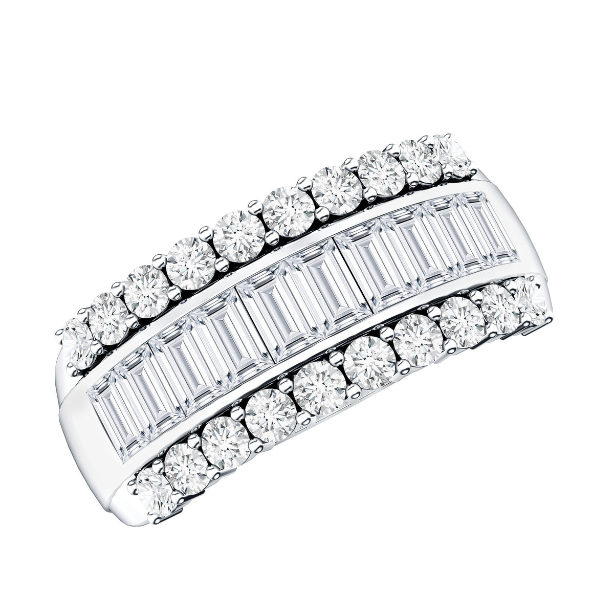 Certified Moissanite Wide Wedding Band Ring D-VS1 - Rosec Jewels
