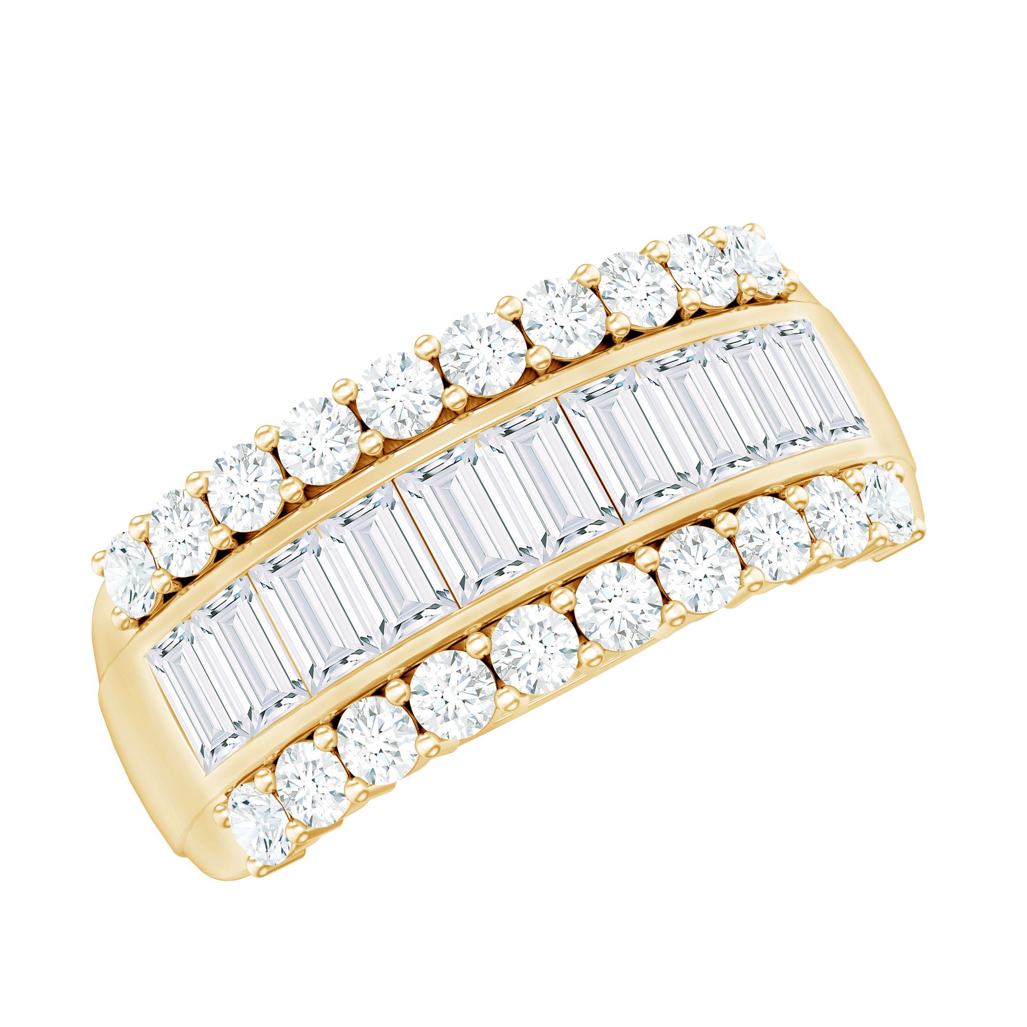 Certified Moissanite Wide Wedding Band Ring D-VS1 - Rosec Jewels