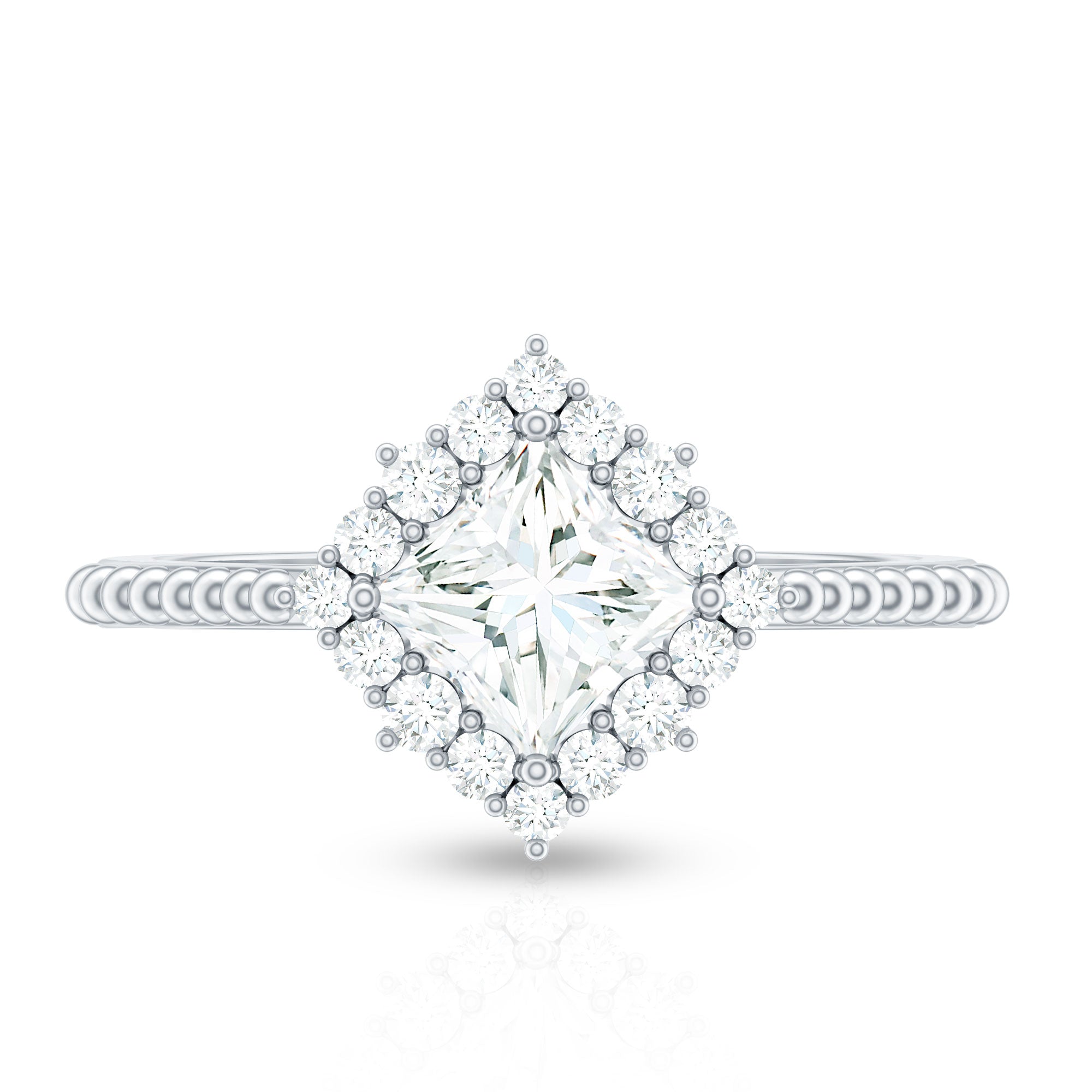 5 mm Princess Cut Moissanite Vintage Inspired Ring D-VS1 - Rosec Jewels