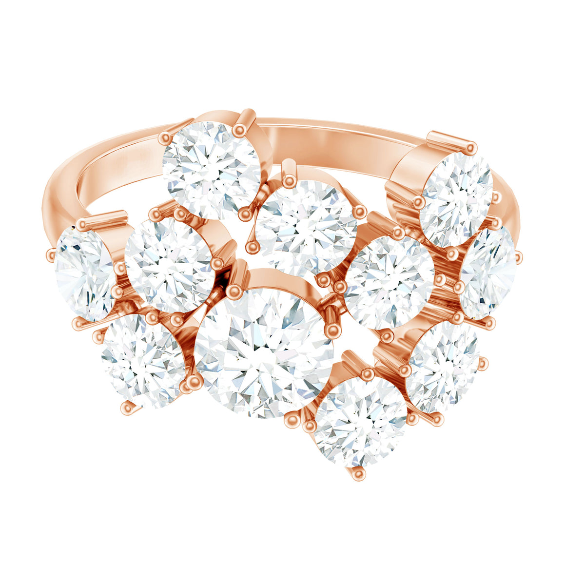 Certified Round Moissanite Cluster Engagement Ring for Women D-VS1 - Rosec Jewels