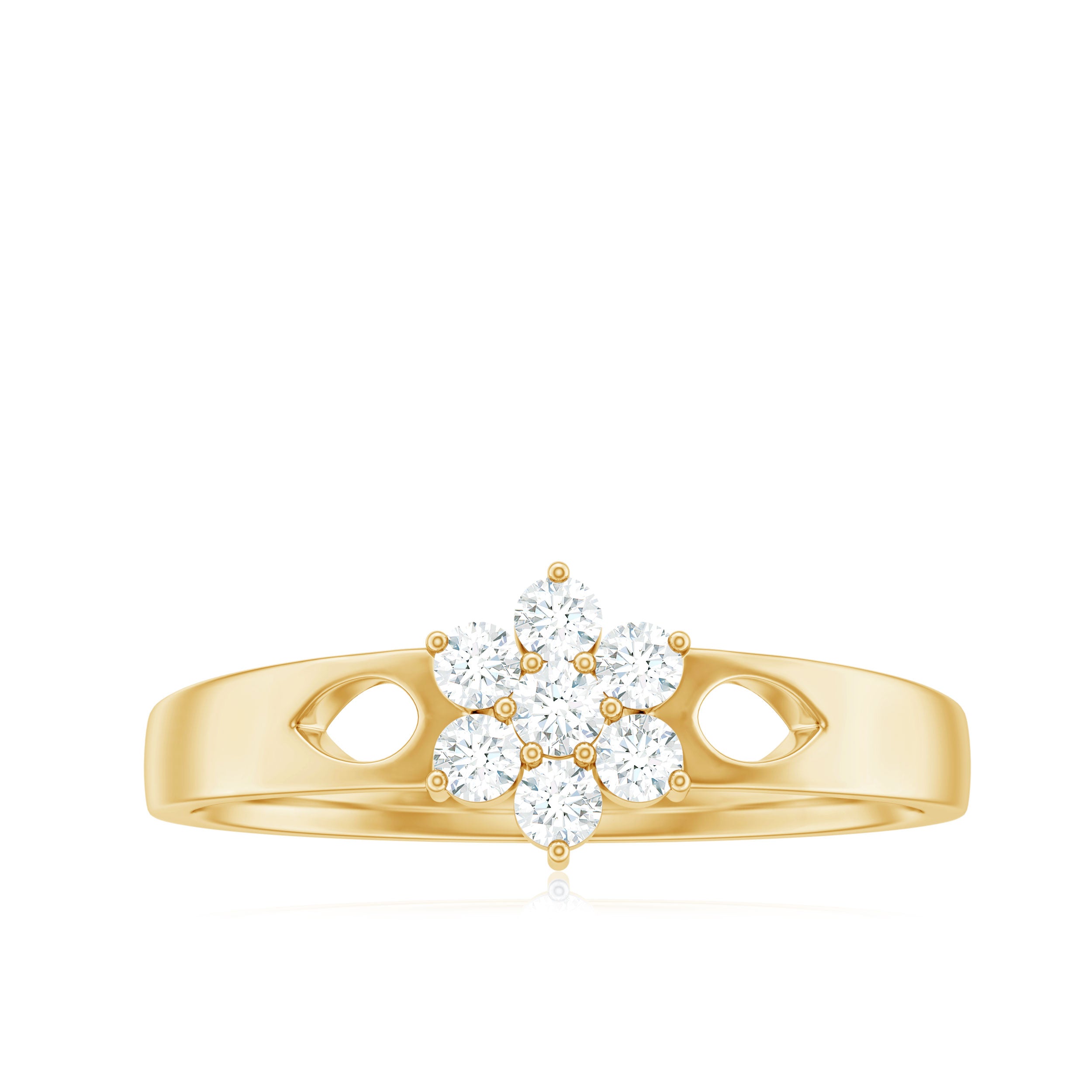 Nature Inspired Diamond Flower Promise Ring for Proposal Natural - ( HI-SI ) - Rosec Jewels