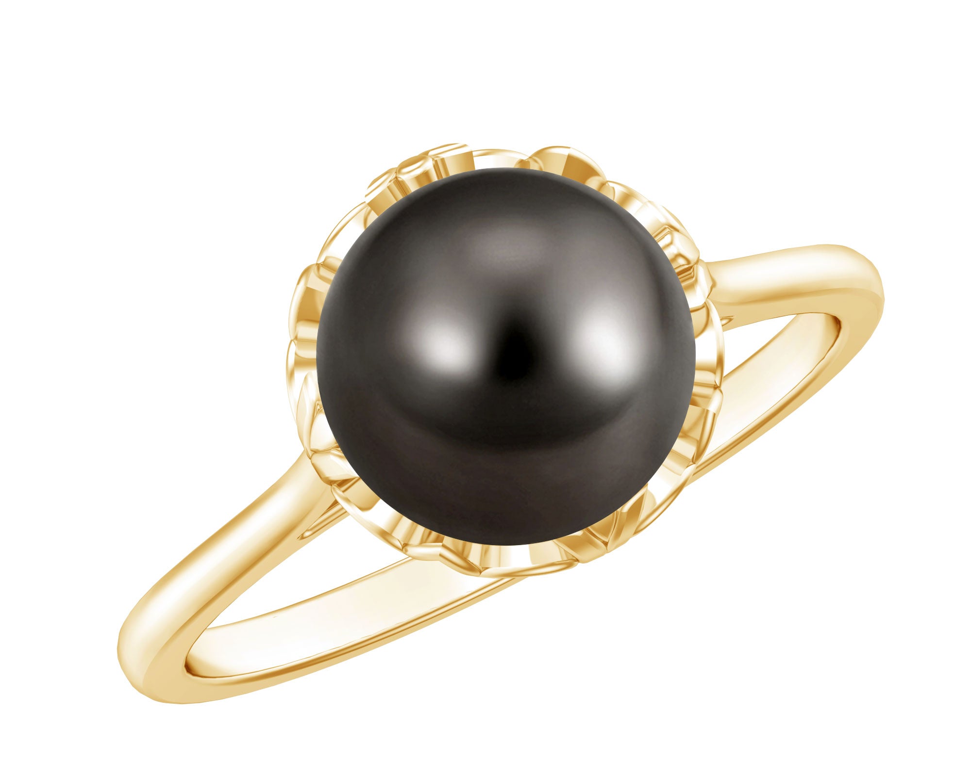 Handpicked Genuine Black Tahitian Pearl Engagement Ring AAA - Rosec Jewels