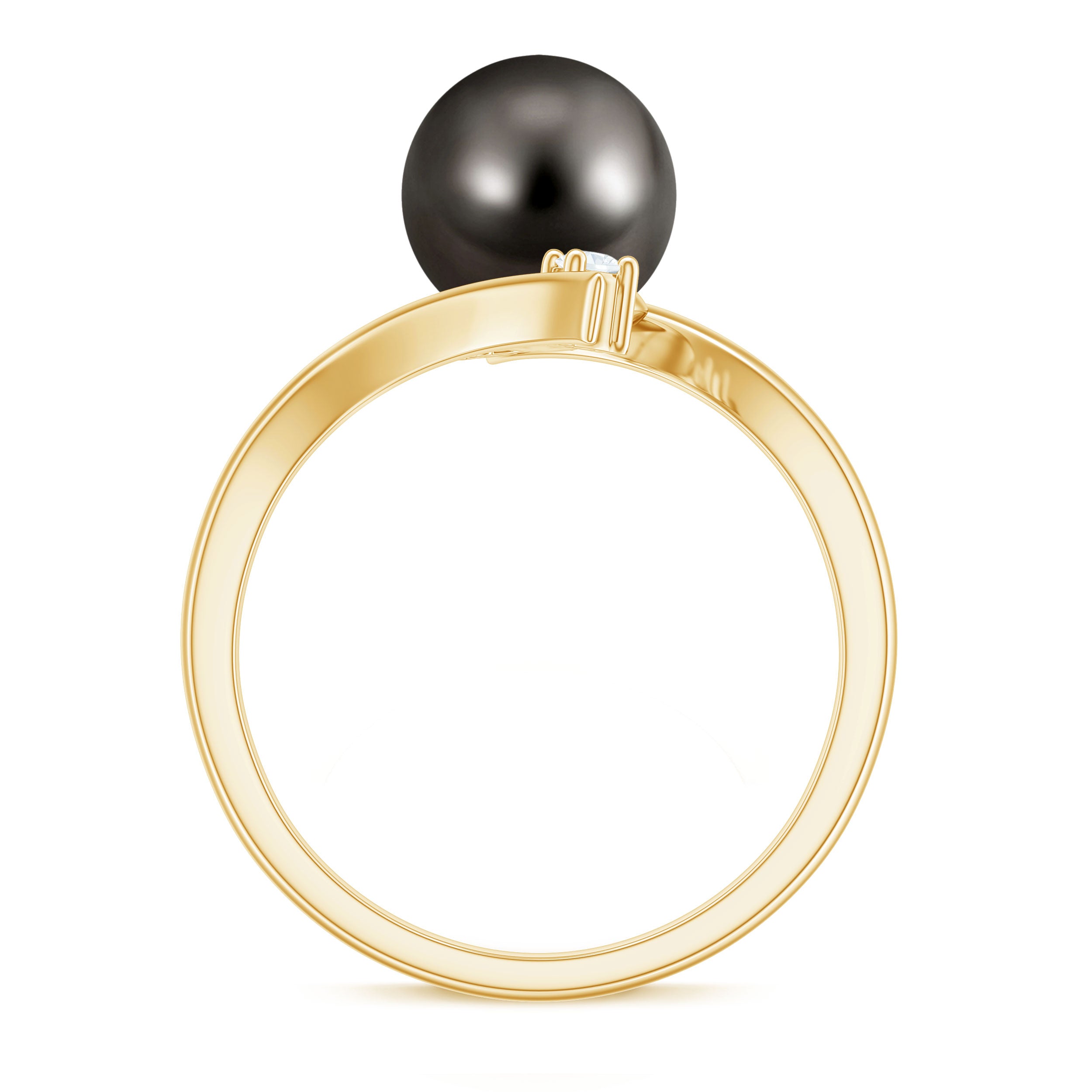 Rosec Jewels-Tahitian Black Pearl Bypass Engagement Ring with Diamond