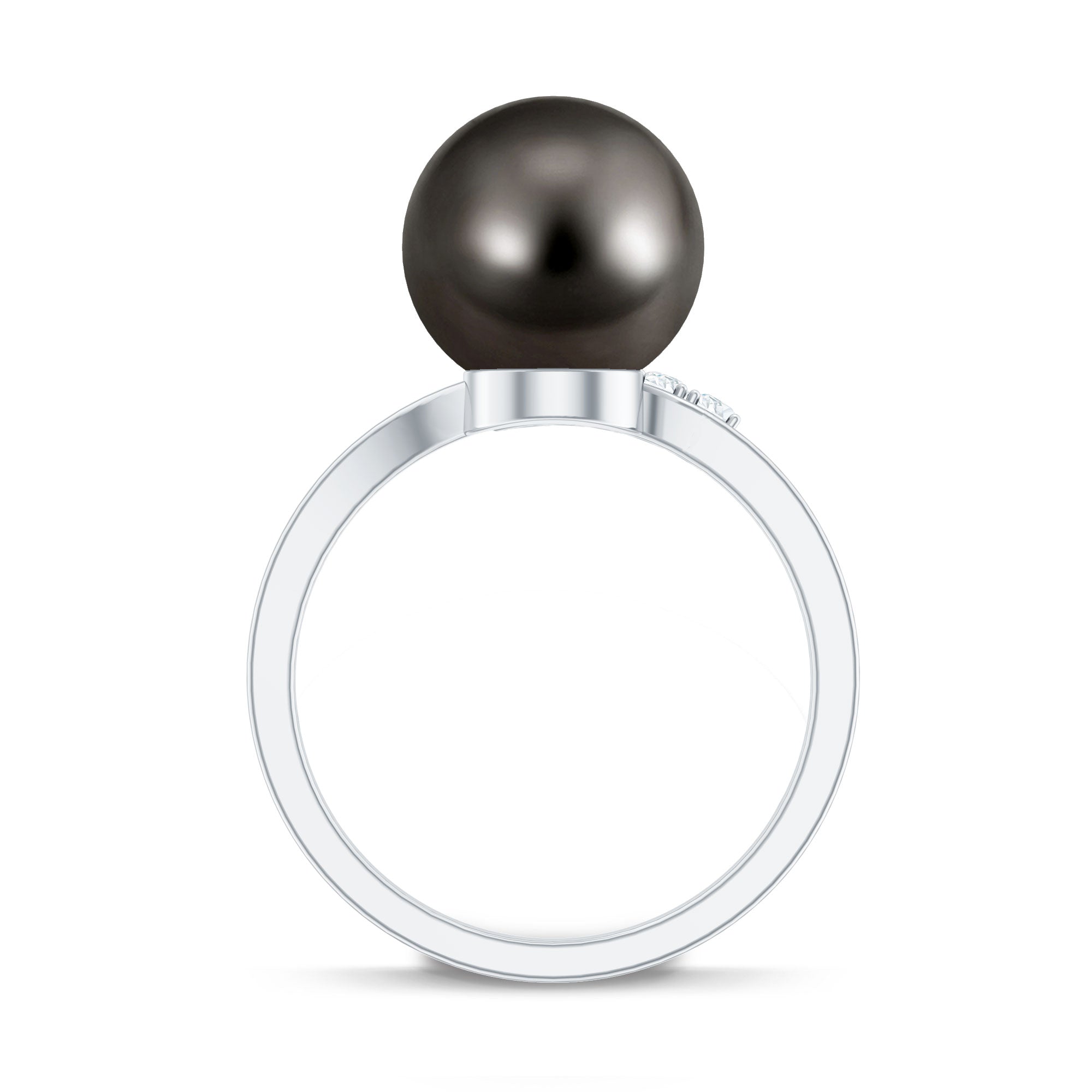 7.75 CT Designer Tahitian Pearl Solitaire Ring with Diamond AAA - Rosec Jewels