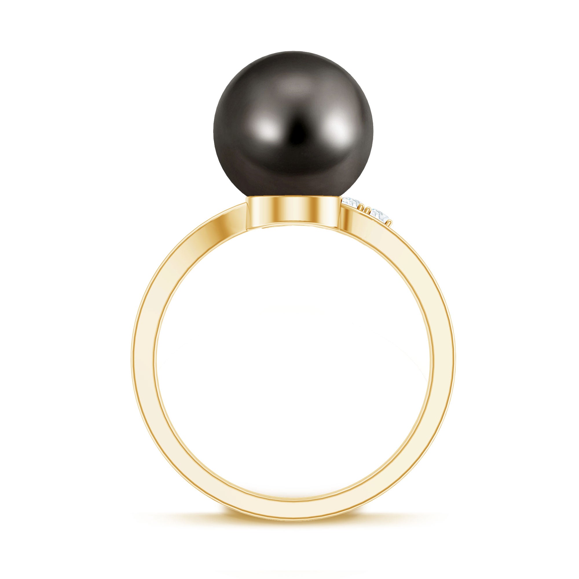 7.75 CT Designer Tahitian Pearl Solitaire Ring with Diamond AAA - Rosec Jewels