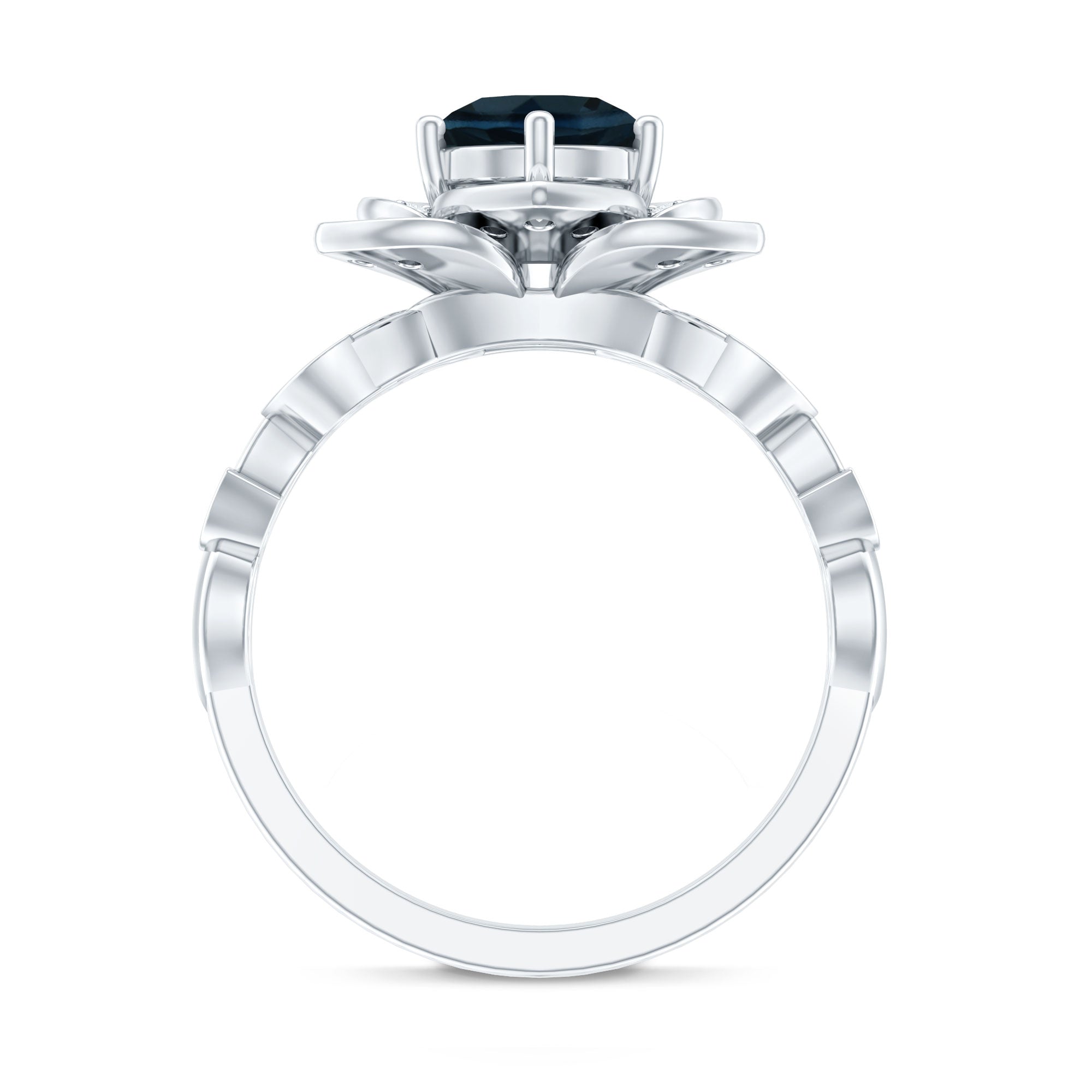 Rosec Jewels-London Blue Topaz and Diamond Cocktail Flower Engagement Ring