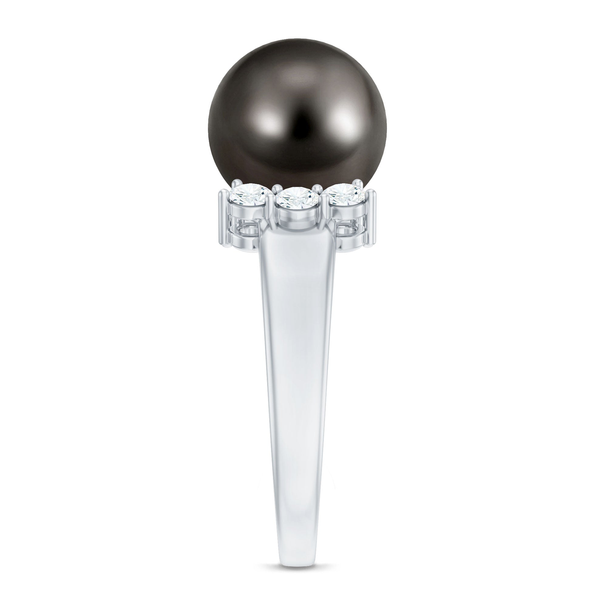 7.50 Carat Real Tahitian Black Pearl Solitaire Engagement Ring AAA - Rosec Jewels