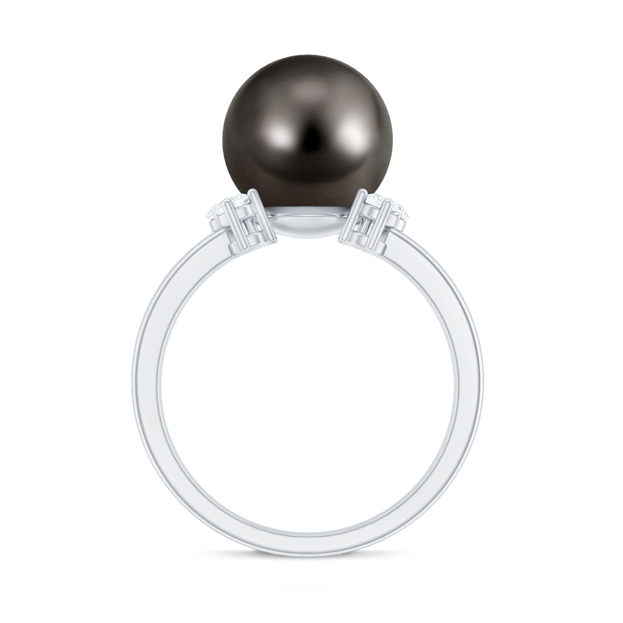 7.50 Carat Real Tahitian Black Pearl Solitaire Engagement Ring AAA - Rosec Jewels