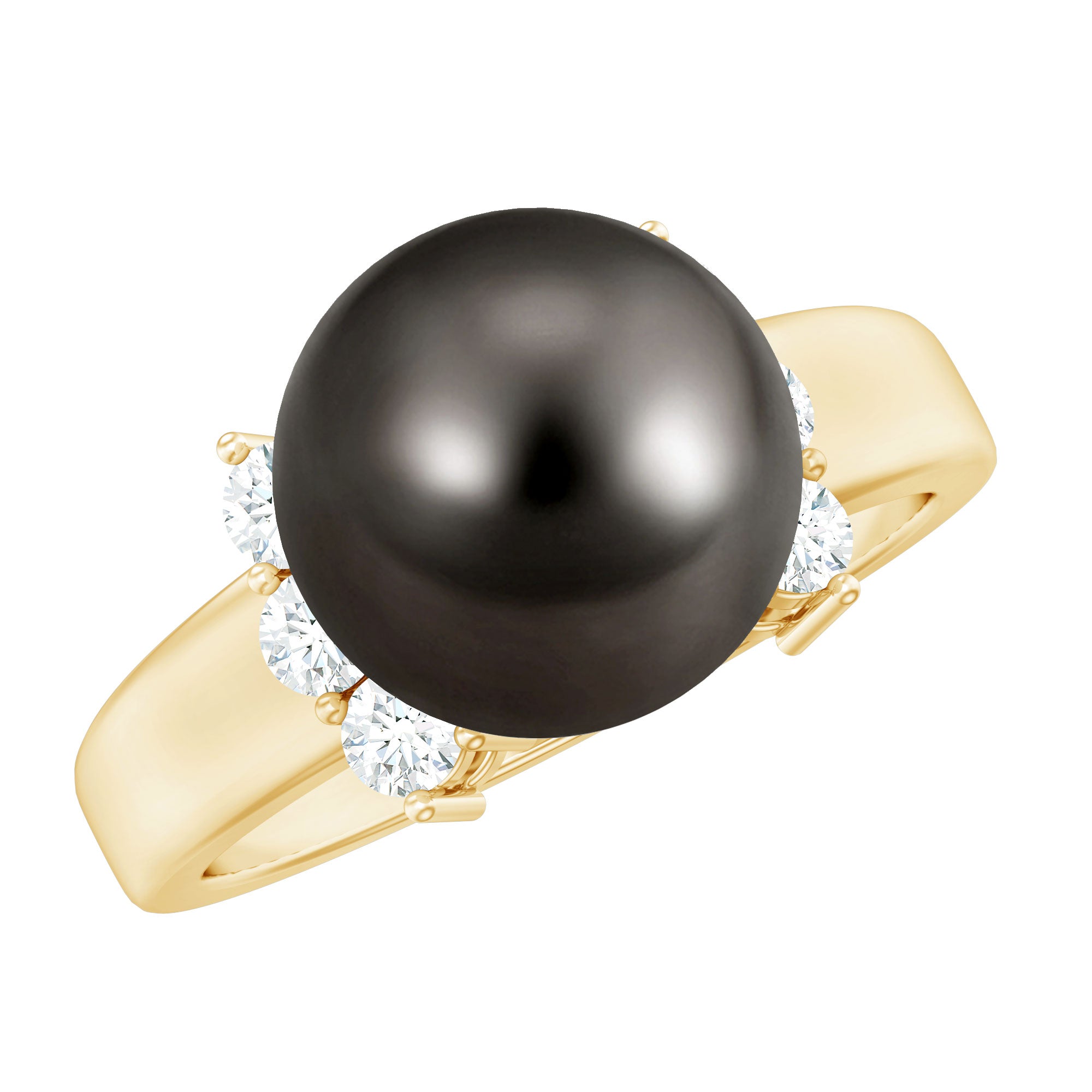 7.50 Carat Real Tahitian Black Pearl Solitaire Engagement Ring AAA - Rosec Jewels