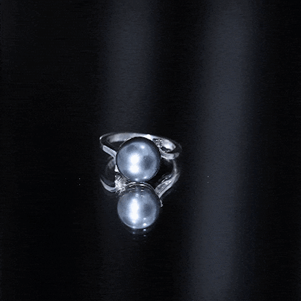 Rosec Jewels-7.5 Carat Solitaire Tahitian Pearl Bypass Engagement Ring with Diamond