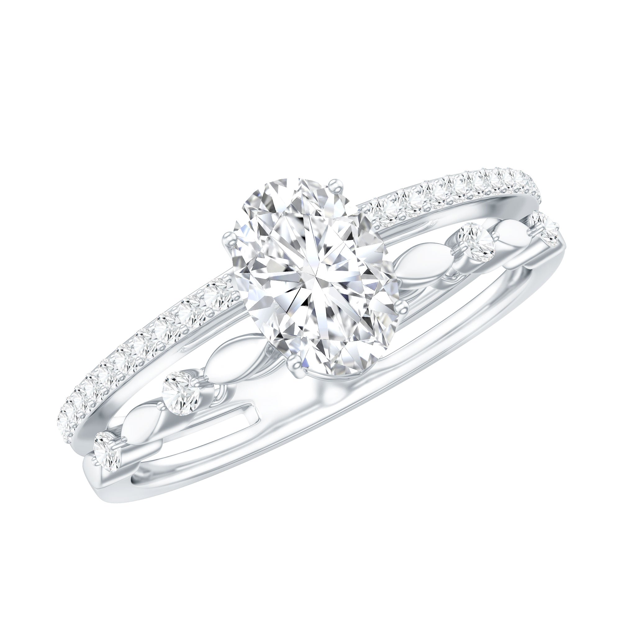 Oval Cut Moissanite Engagement Ring For Women D-VS1 - Rosec Jewels