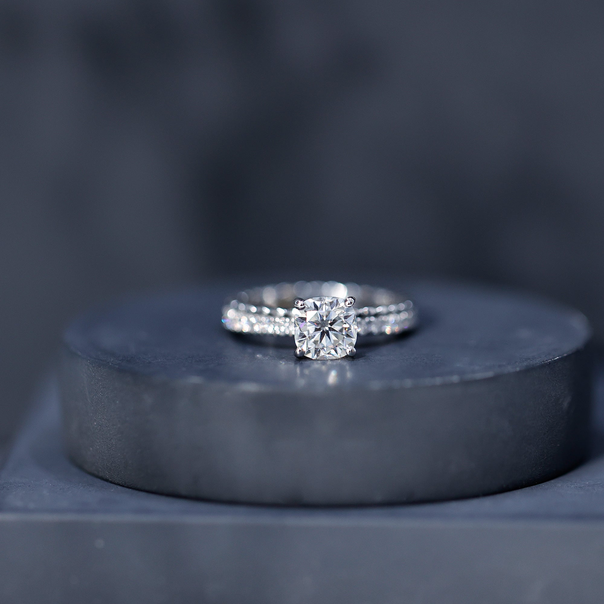 6mm Certified Cushion Cut Moissanite Solitaire Engagement Ring D-VS1 - Rosec Jewels