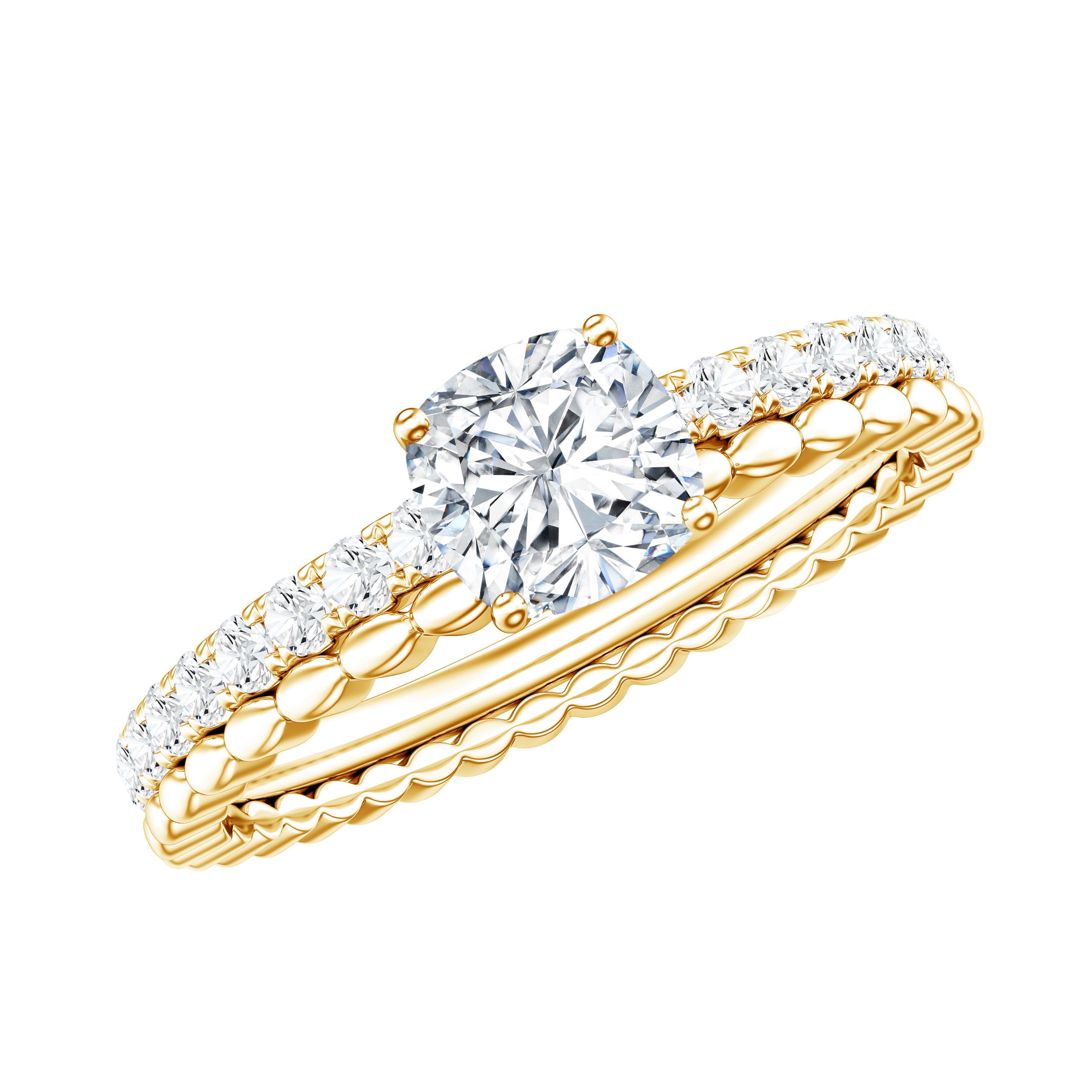 6mm Certified Cushion Cut Moissanite Solitaire Engagement Ring D-VS1 - Rosec Jewels