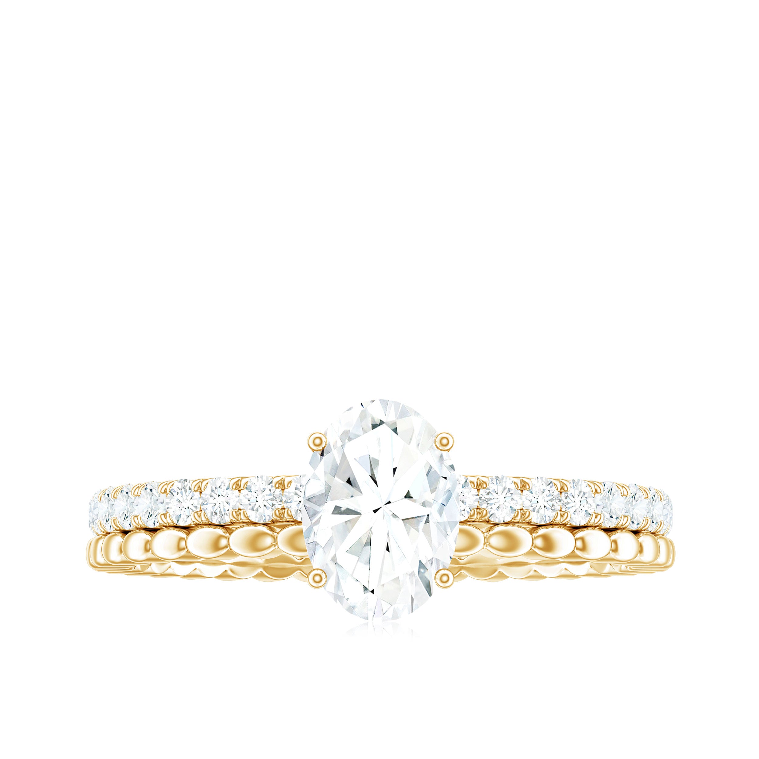 5x7mm Solitaire Moissanite Oblong Engagement Ring D-VS1 - Rosec Jewels