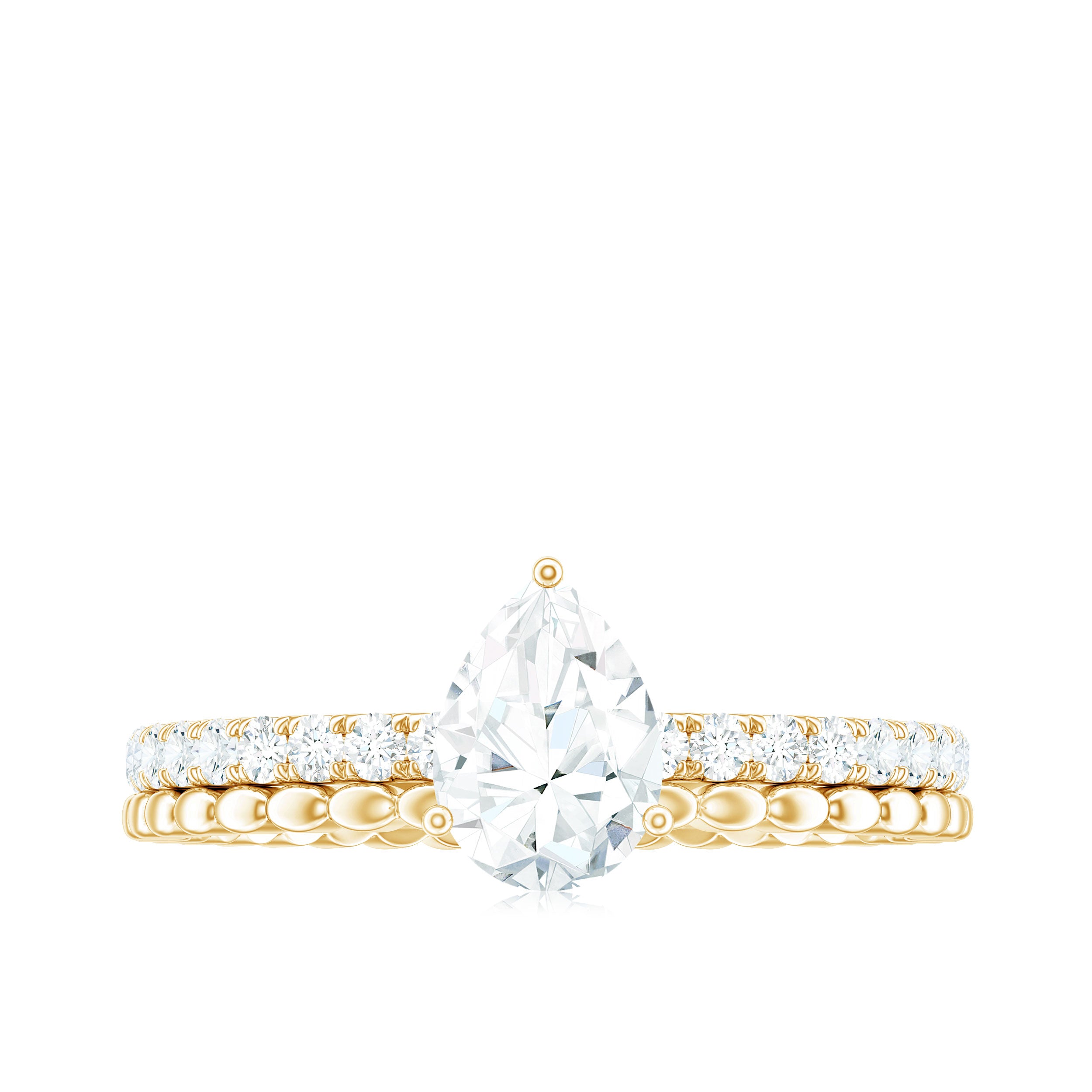 5X7mm Pear Cut Moissanite Solitaire Engagement Ring D-VS1 - Rosec Jewels