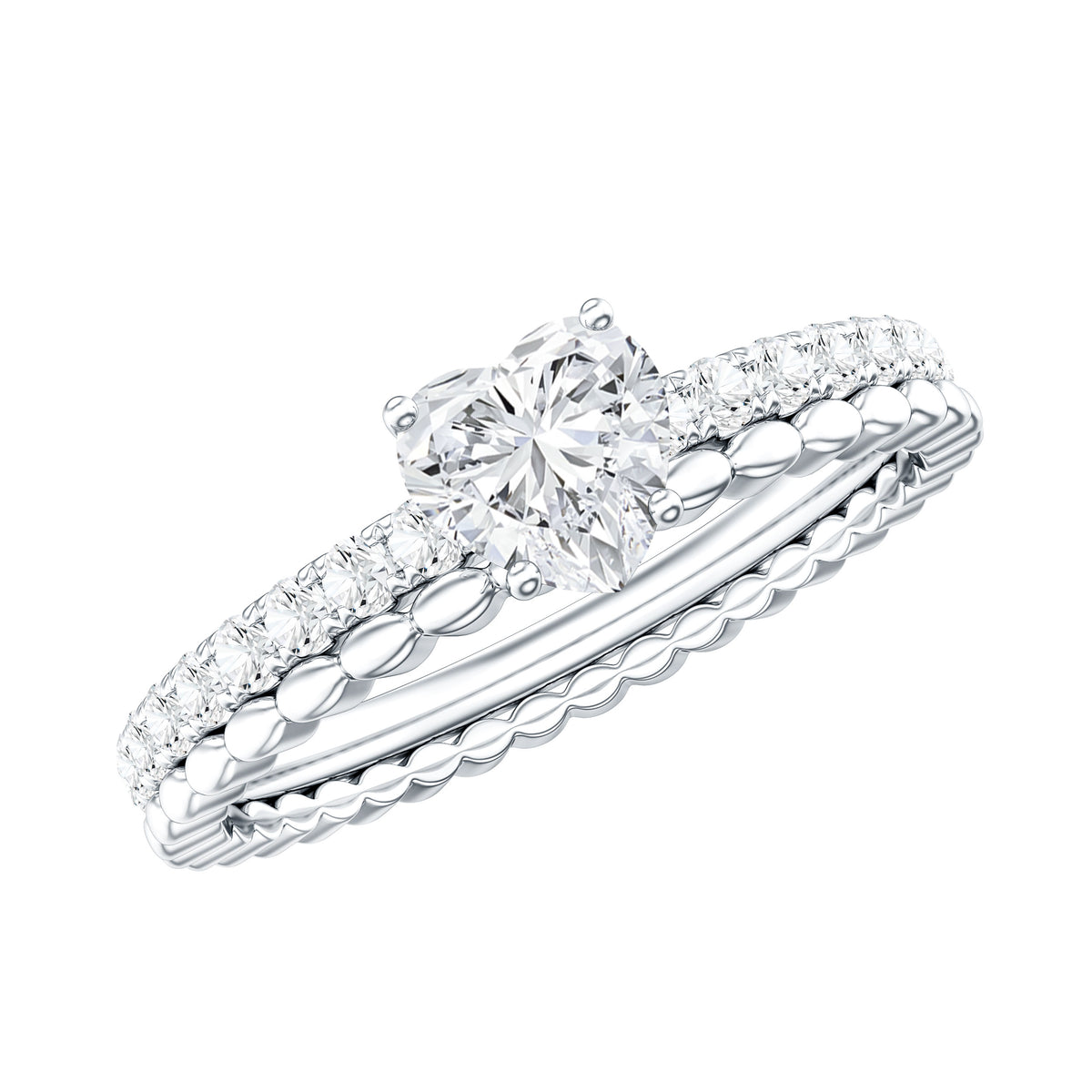 Heart Shape Moissanite Designer Engagement Ring for Women D-VS1 - Rosec Jewels