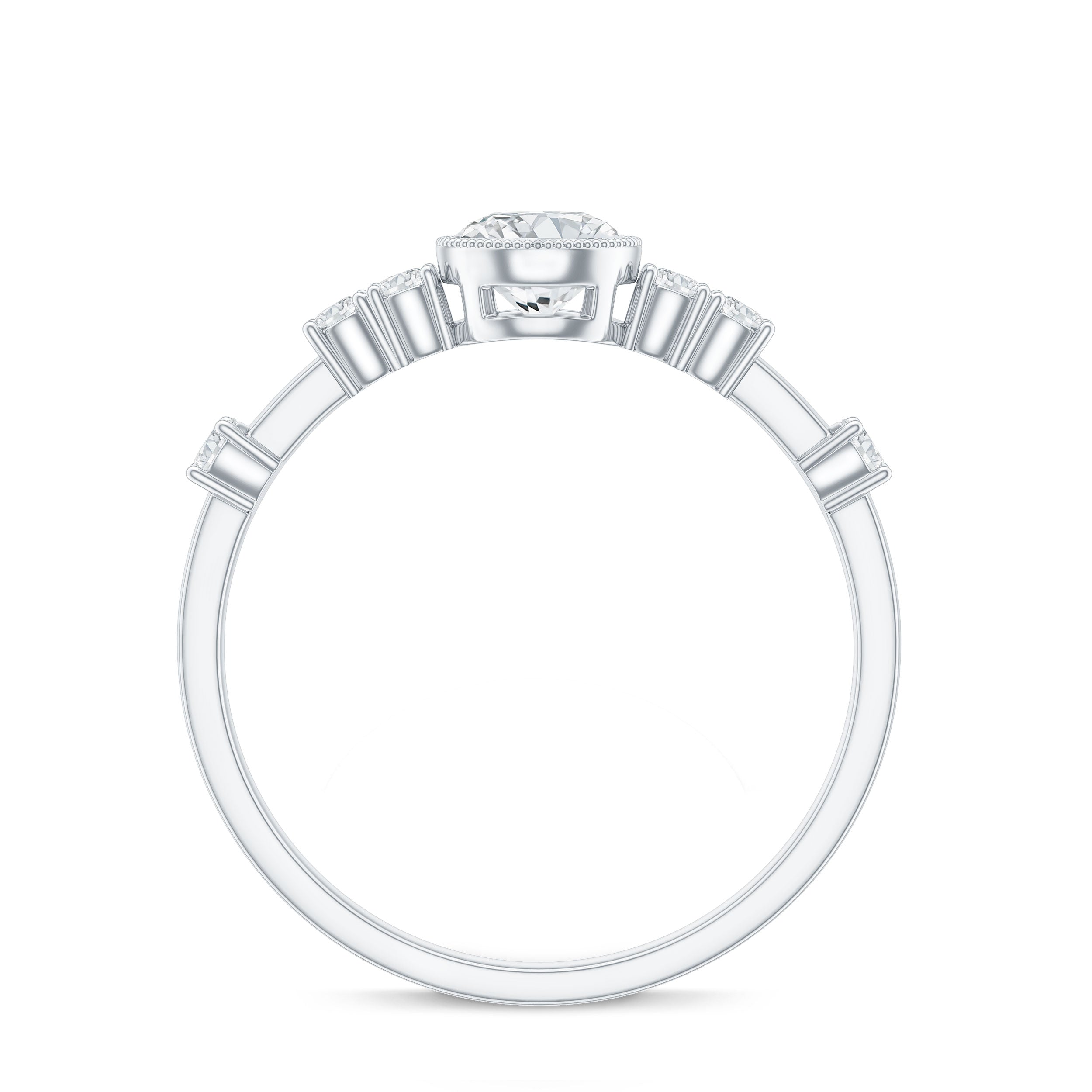 5mm Round Certified Moissanite Solitaire Engagement Ring in Bezel Setting D-VS1 - Rosec Jewels