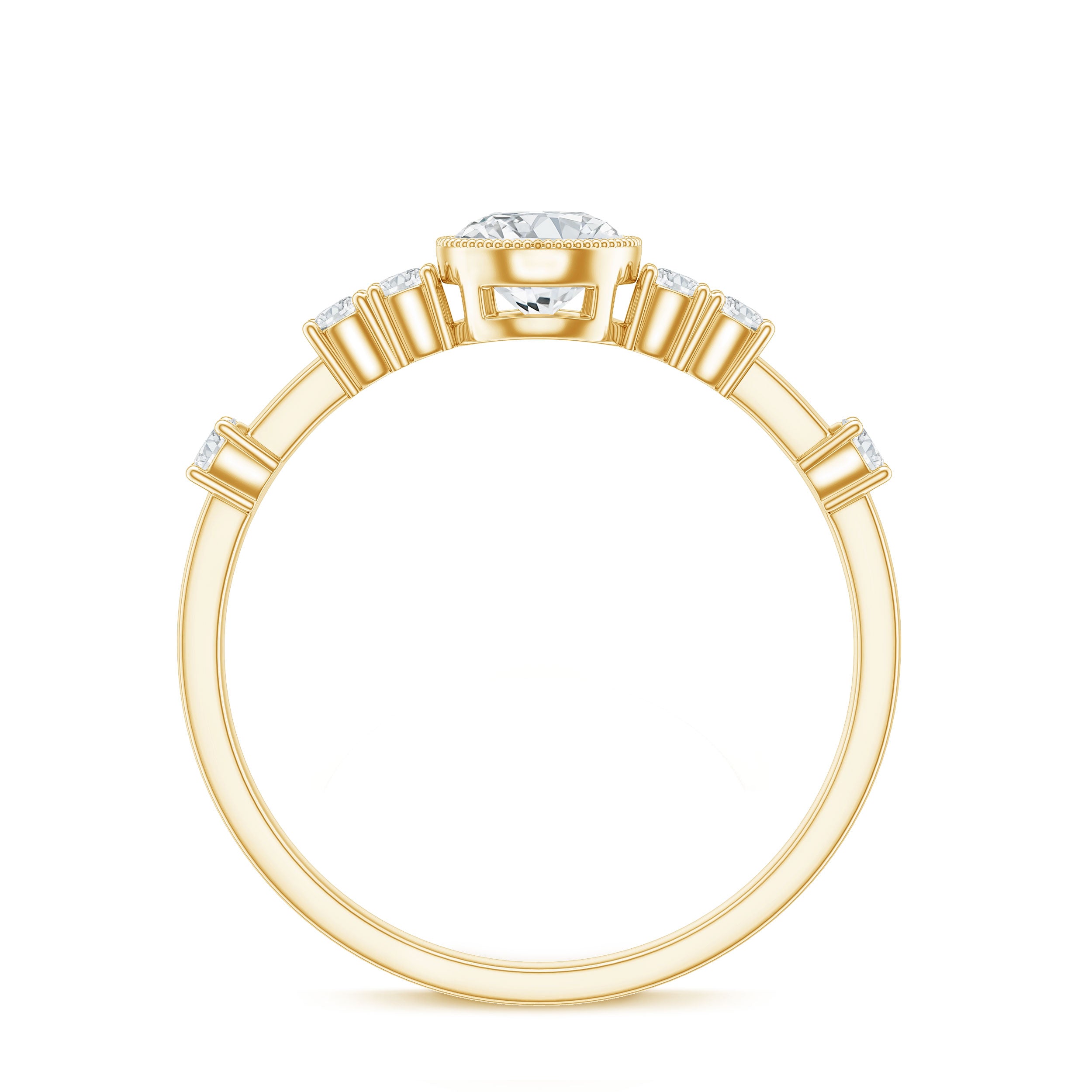 5mm Round Certified Moissanite Solitaire Engagement Ring in Bezel Setting D-VS1 - Rosec Jewels