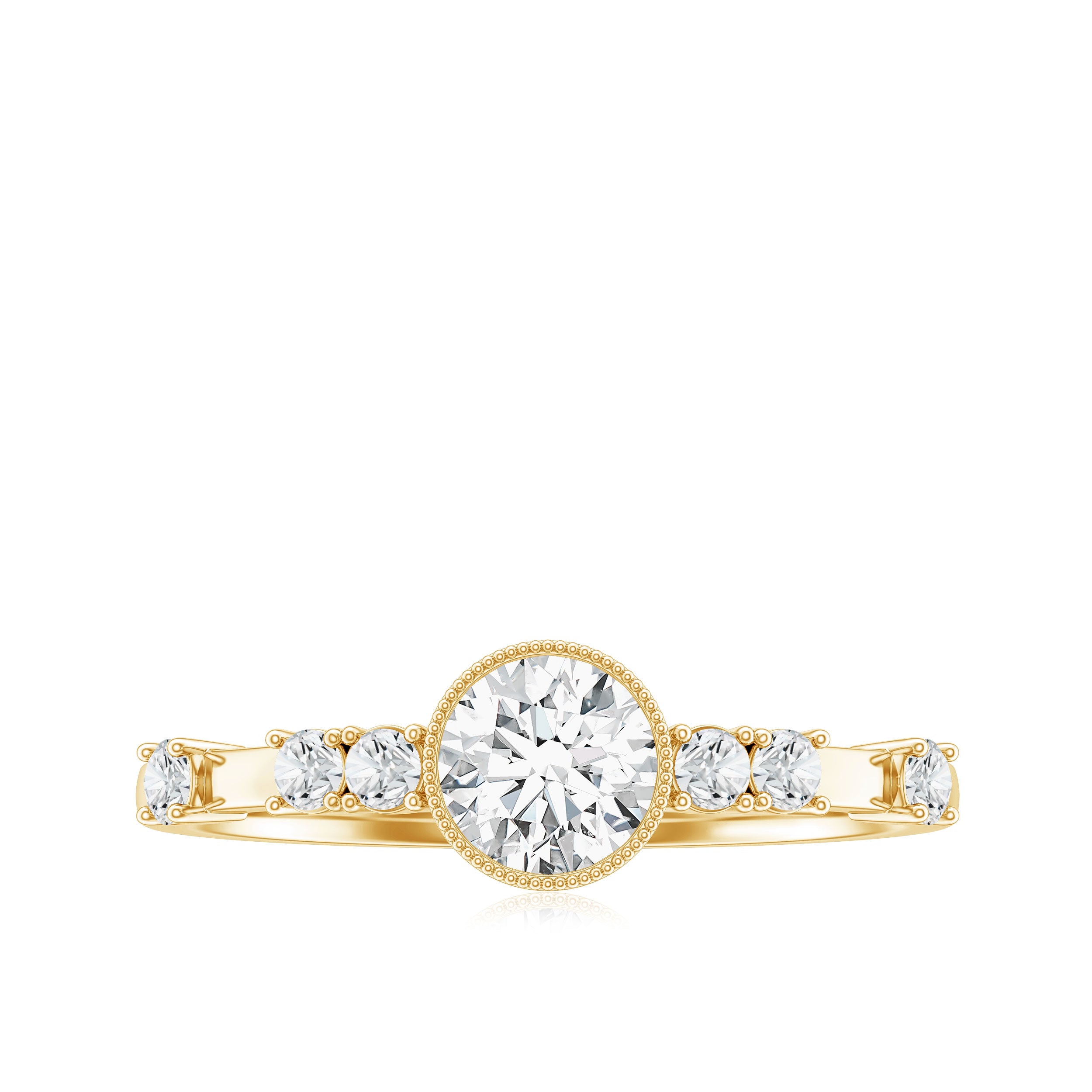 5mm Round Certified Moissanite Solitaire Engagement Ring in Bezel Setting D-VS1 - Rosec Jewels