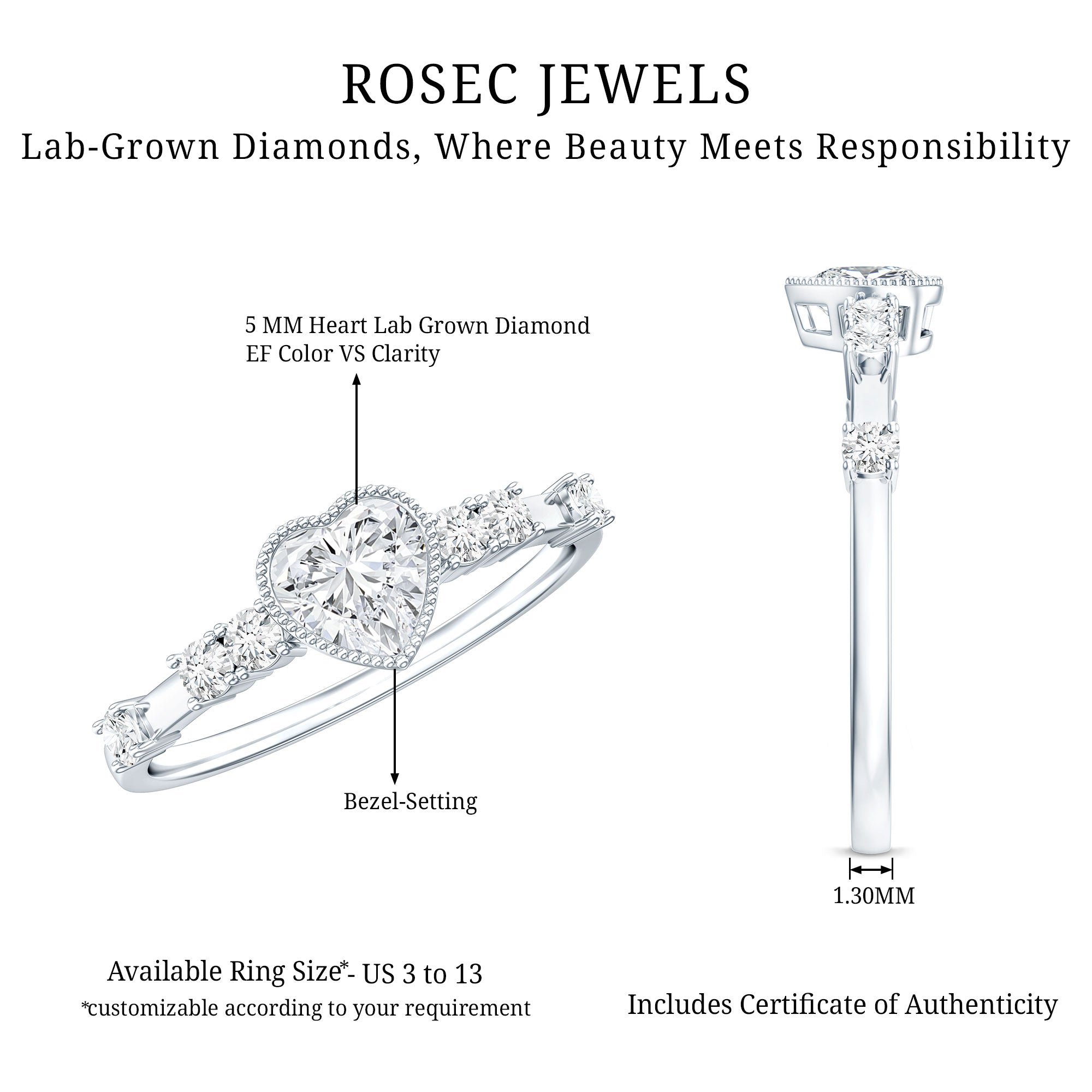 Heart Shaped Moissanite Pre Engagement Ring D-VS1 - Rosec Jewels
