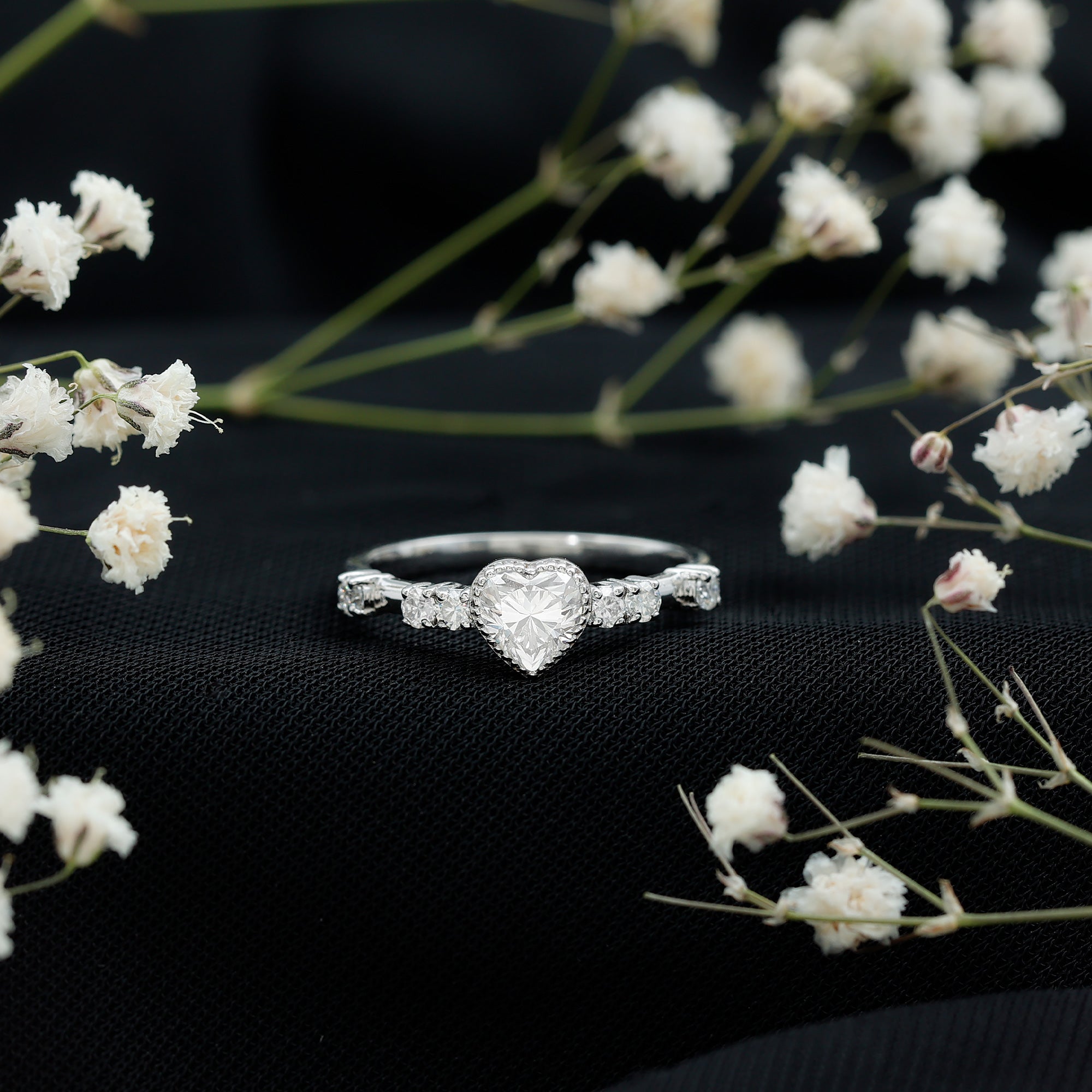 Heart Shaped Moissanite Pre Engagement Ring D-VS1 - Rosec Jewels