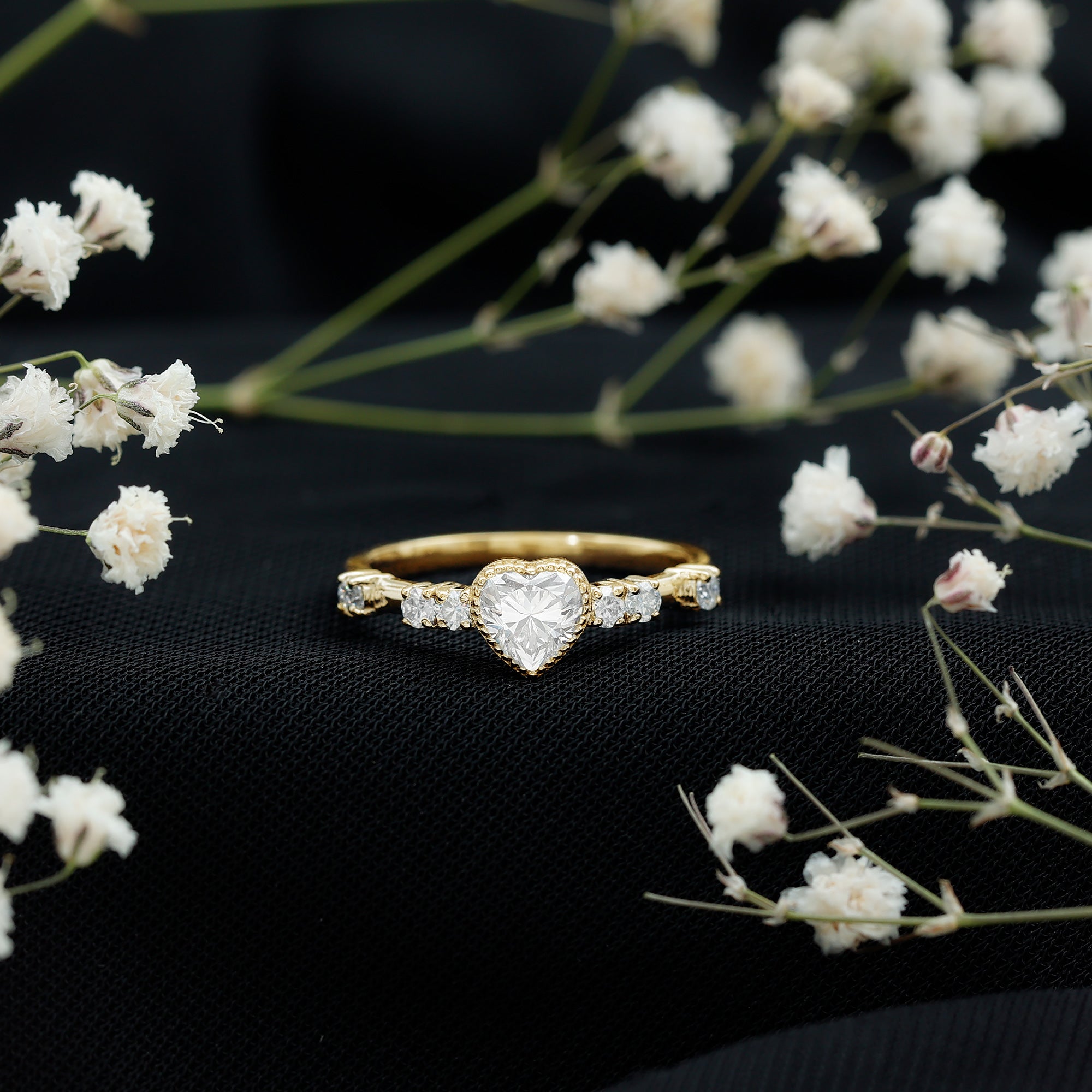 Heart Shaped Moissanite Pre Engagement Ring D-VS1 - Rosec Jewels